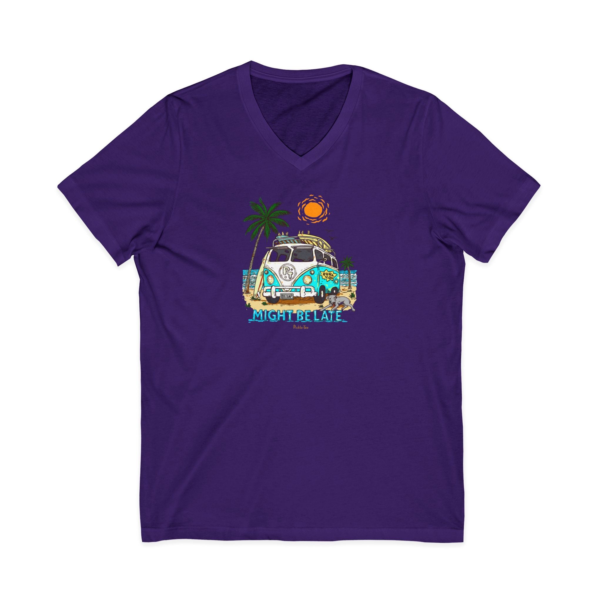 Surfing, Might Be Late, Unisex V-Neck Tee