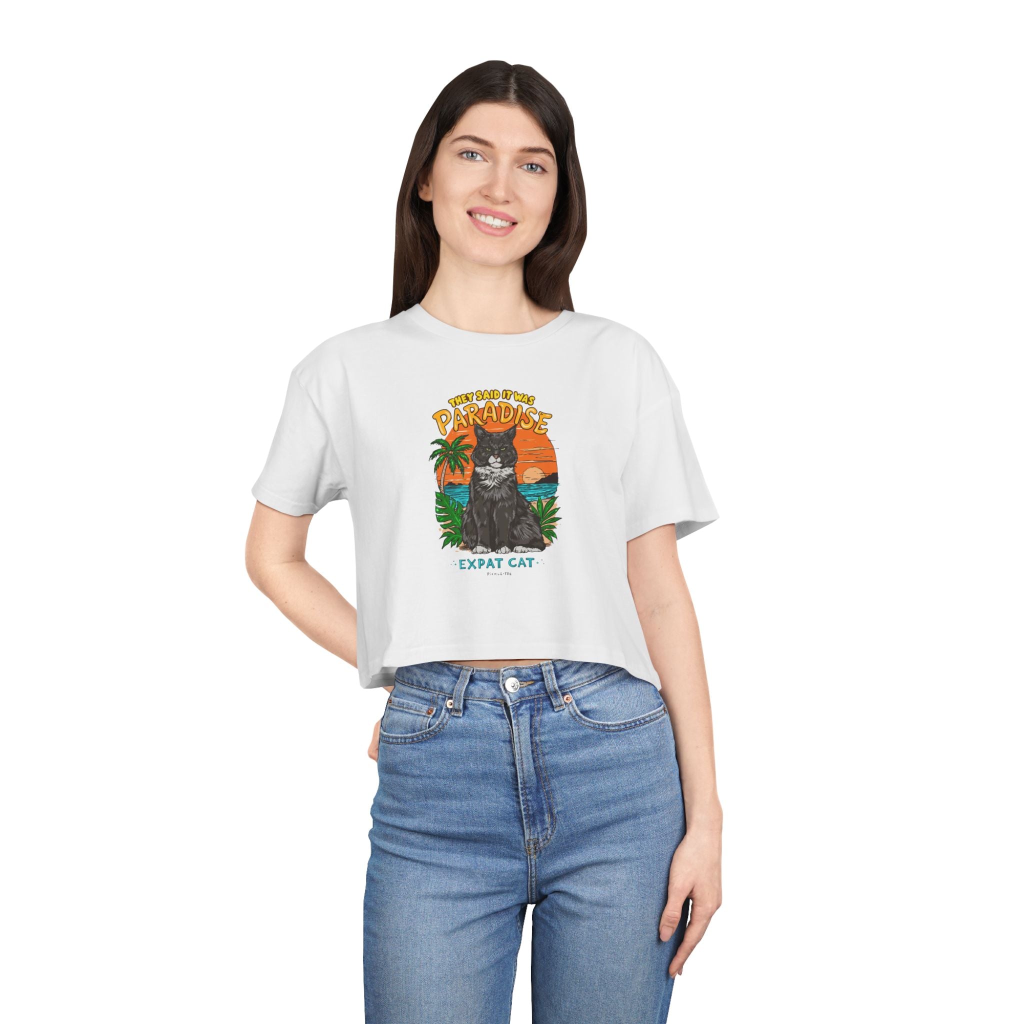Expat Cat Women's Crop Tee