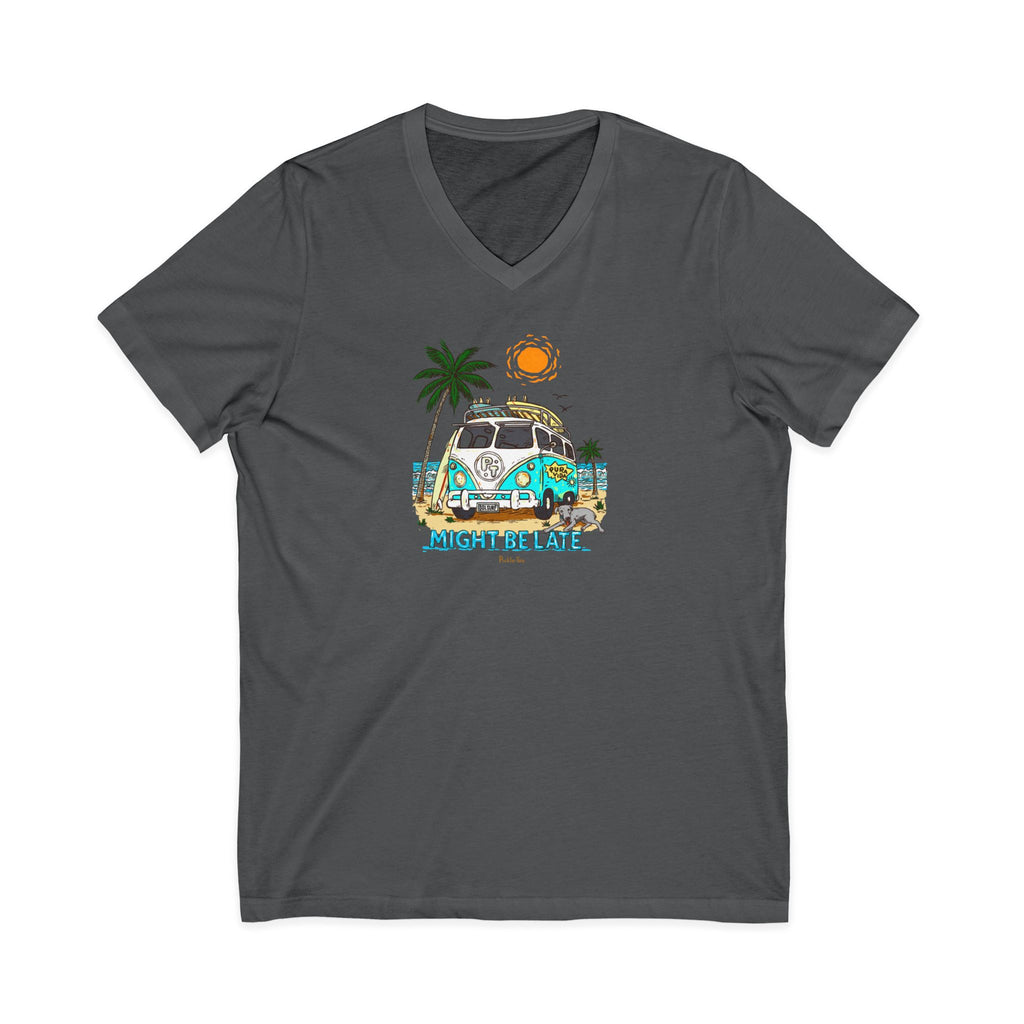 Surfing, Might Be Late, Unisex V-Neck Tee