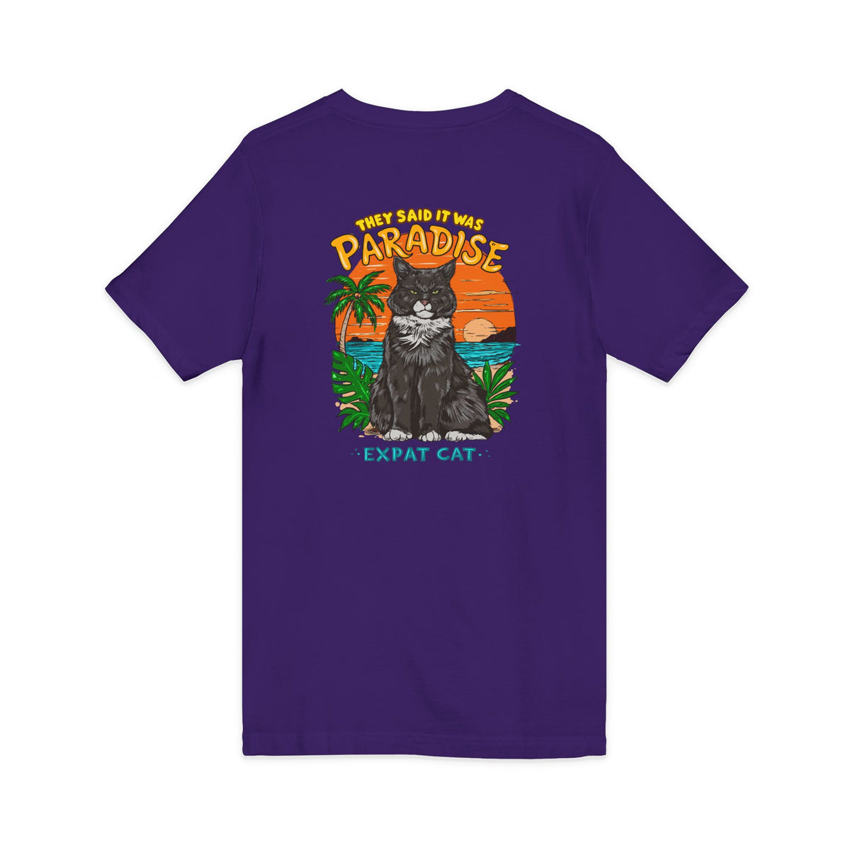 Pickles the Expat Cat Unisex Front Logo V-Neck Tee