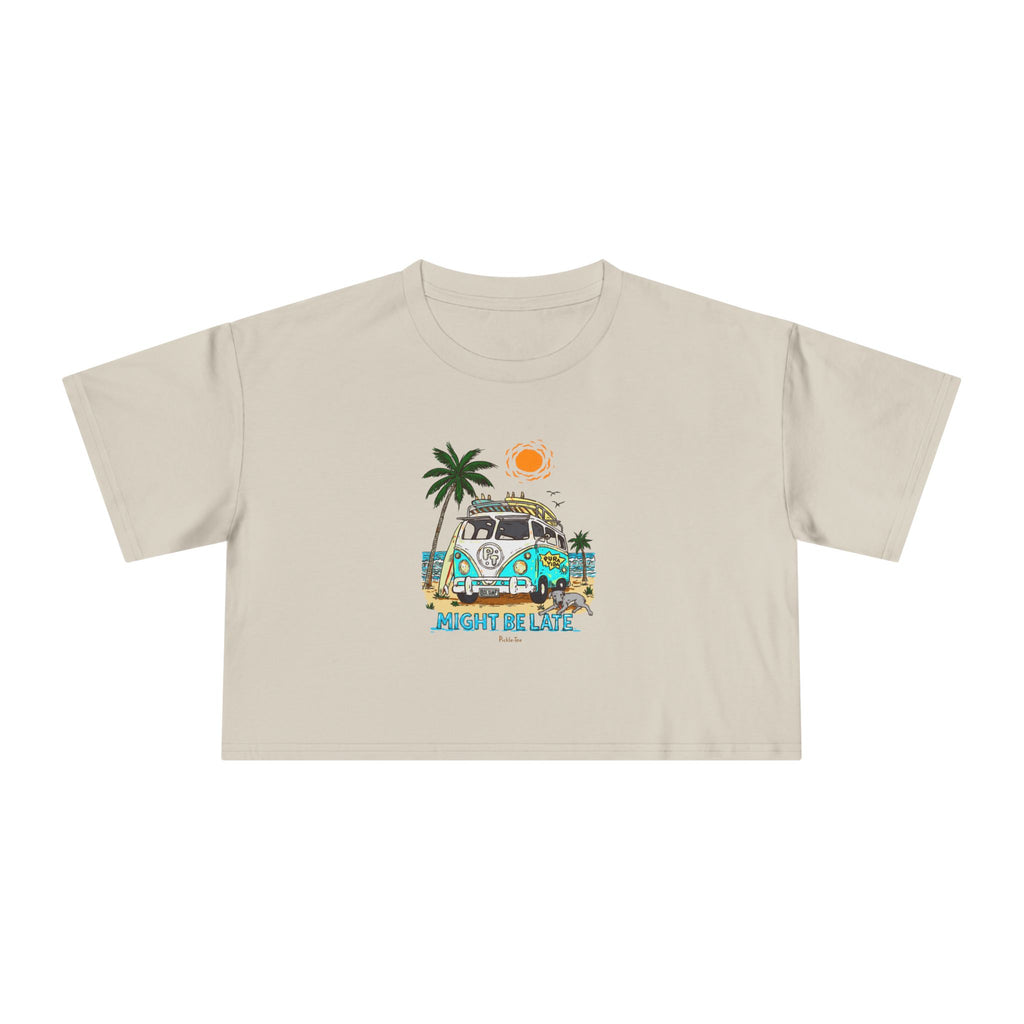 Surfing, Might Be Late Women's Crop Tee