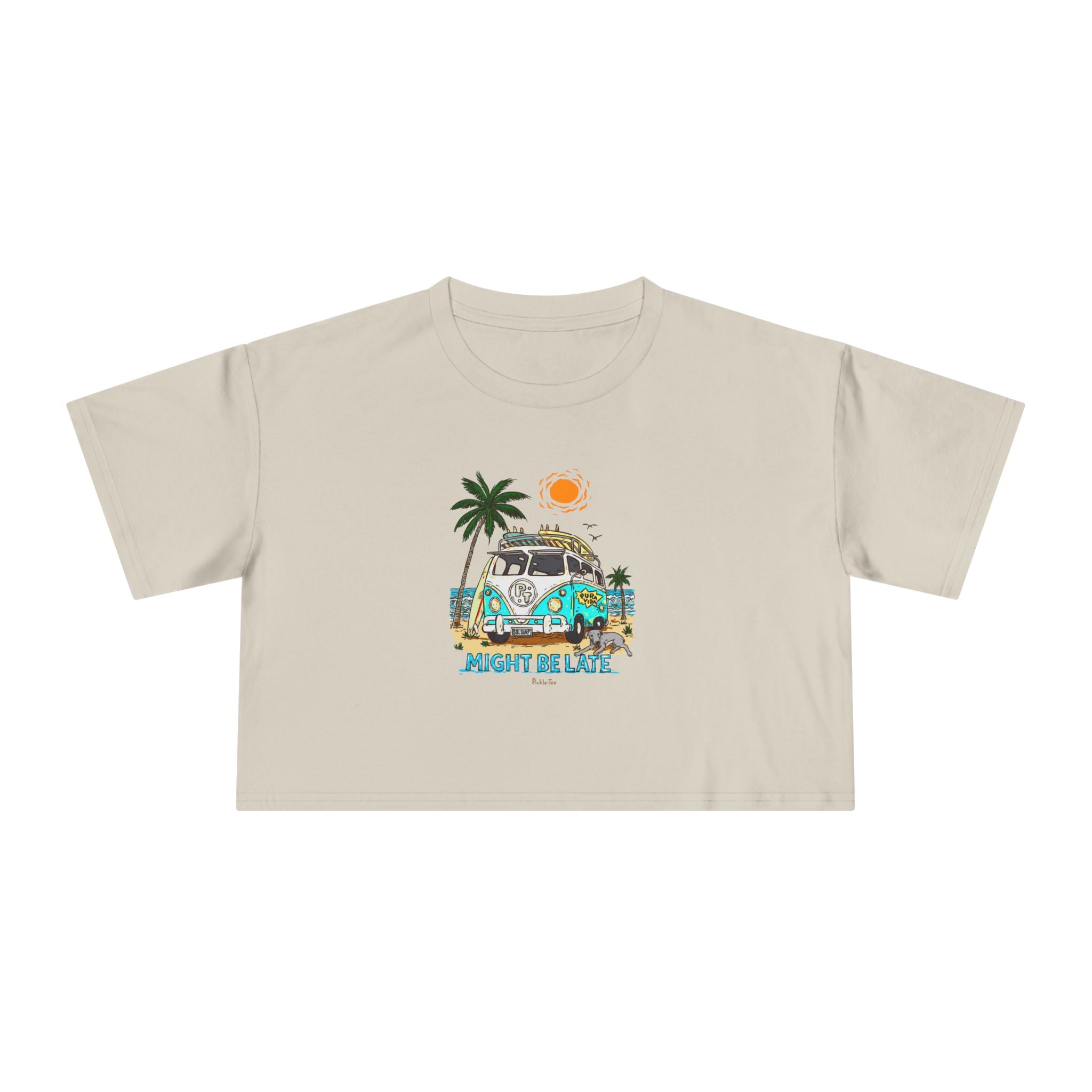 Surfing, Might Be Late Women's Crop Tee