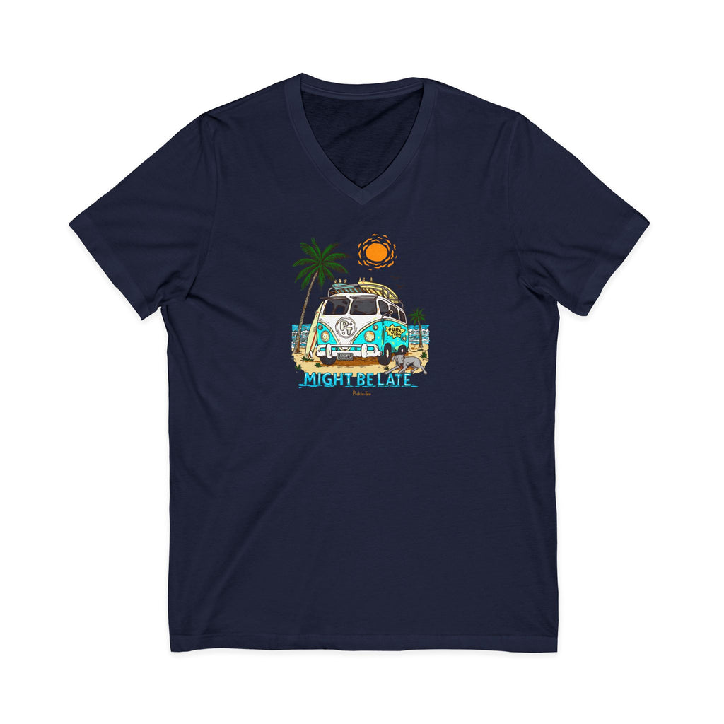 Surfing, Might Be Late, Unisex V-Neck Tee