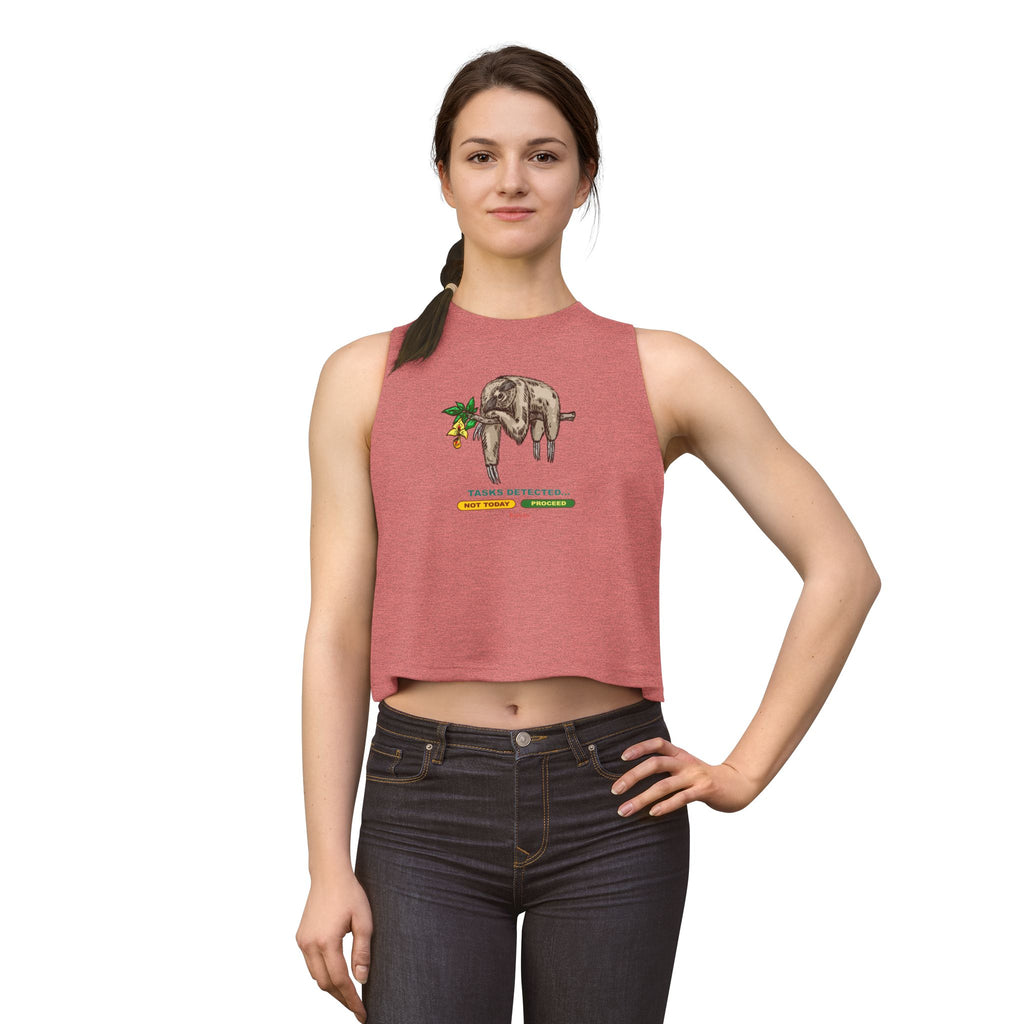 Sloth Tasks Women's Cropped Racerback Tank