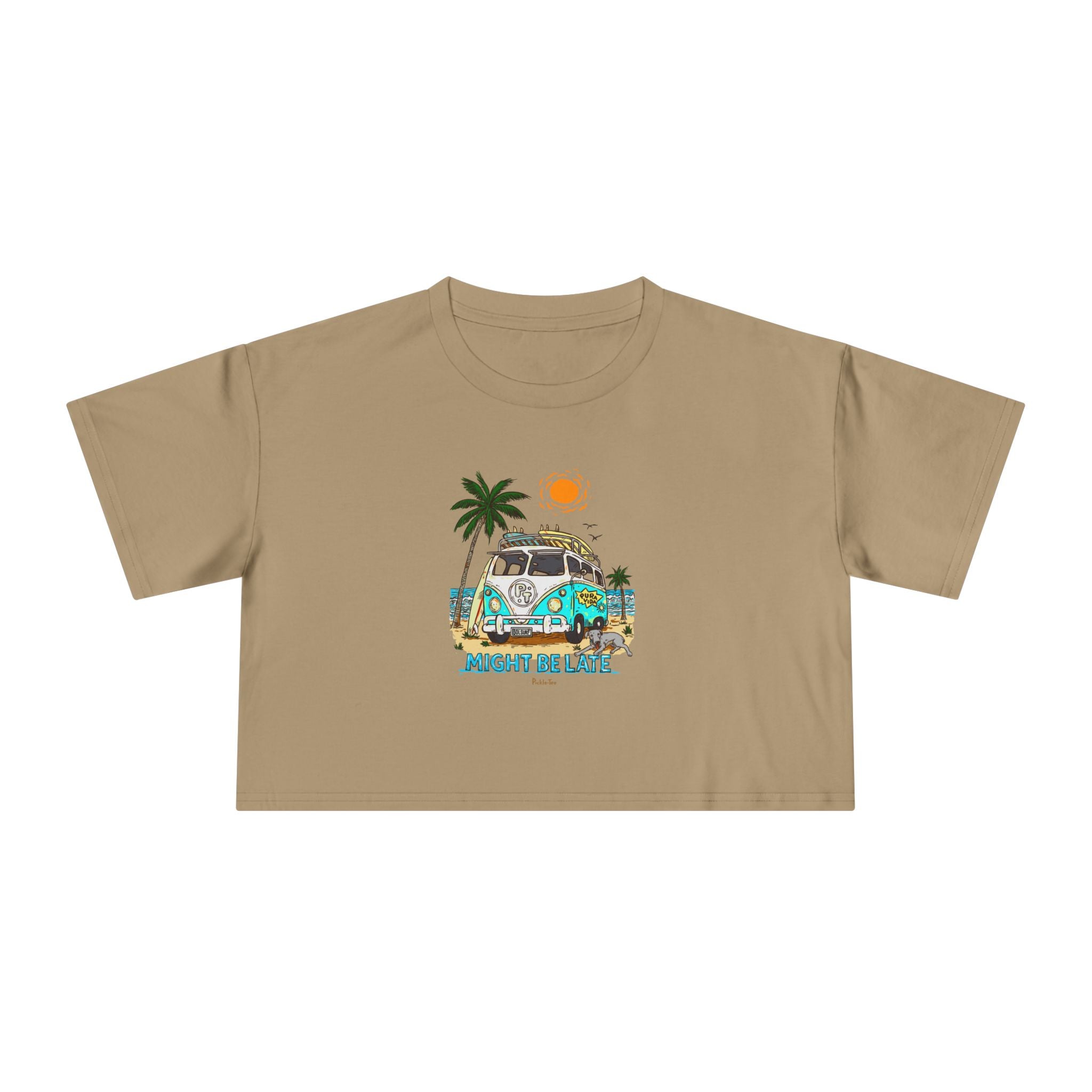 Surfing, Might Be Late Women's Crop Tee