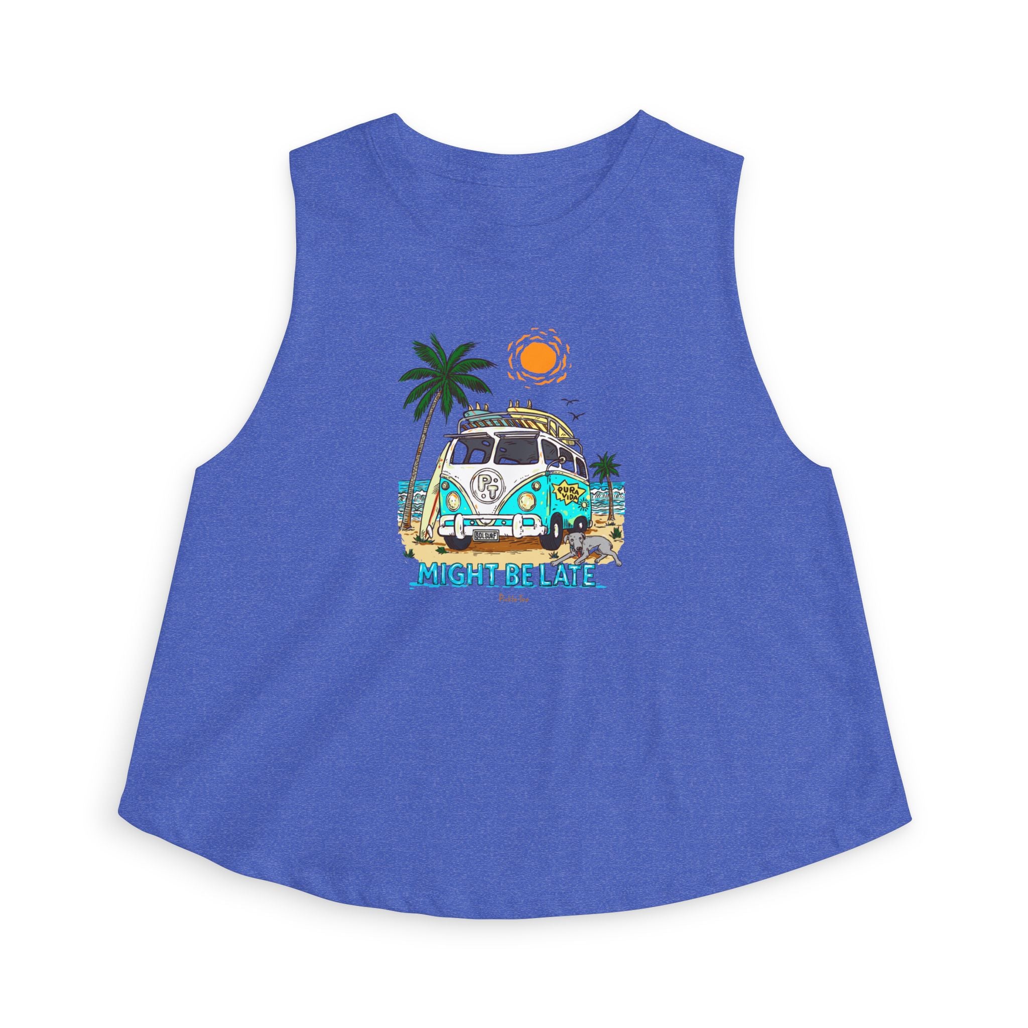 Surfing, Might Be Late Women’s Racerback Crop