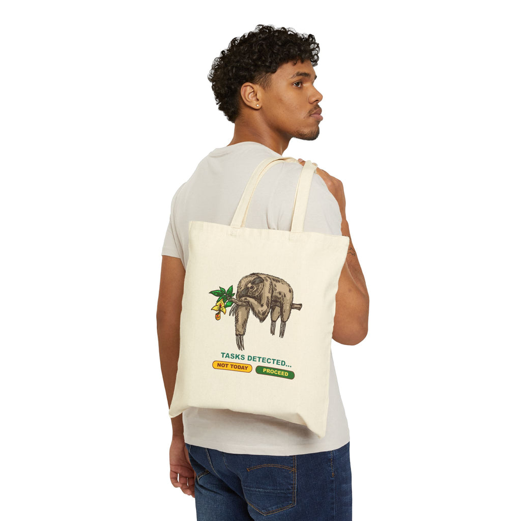 Sloth Tasks Detected Cotton Canvas Tote Bag