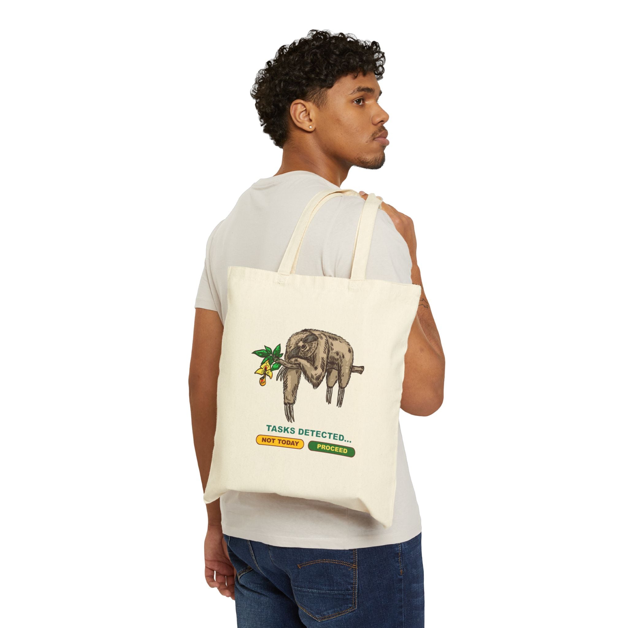 Sloth Tasks Detected Cotton Canvas Tote Bag