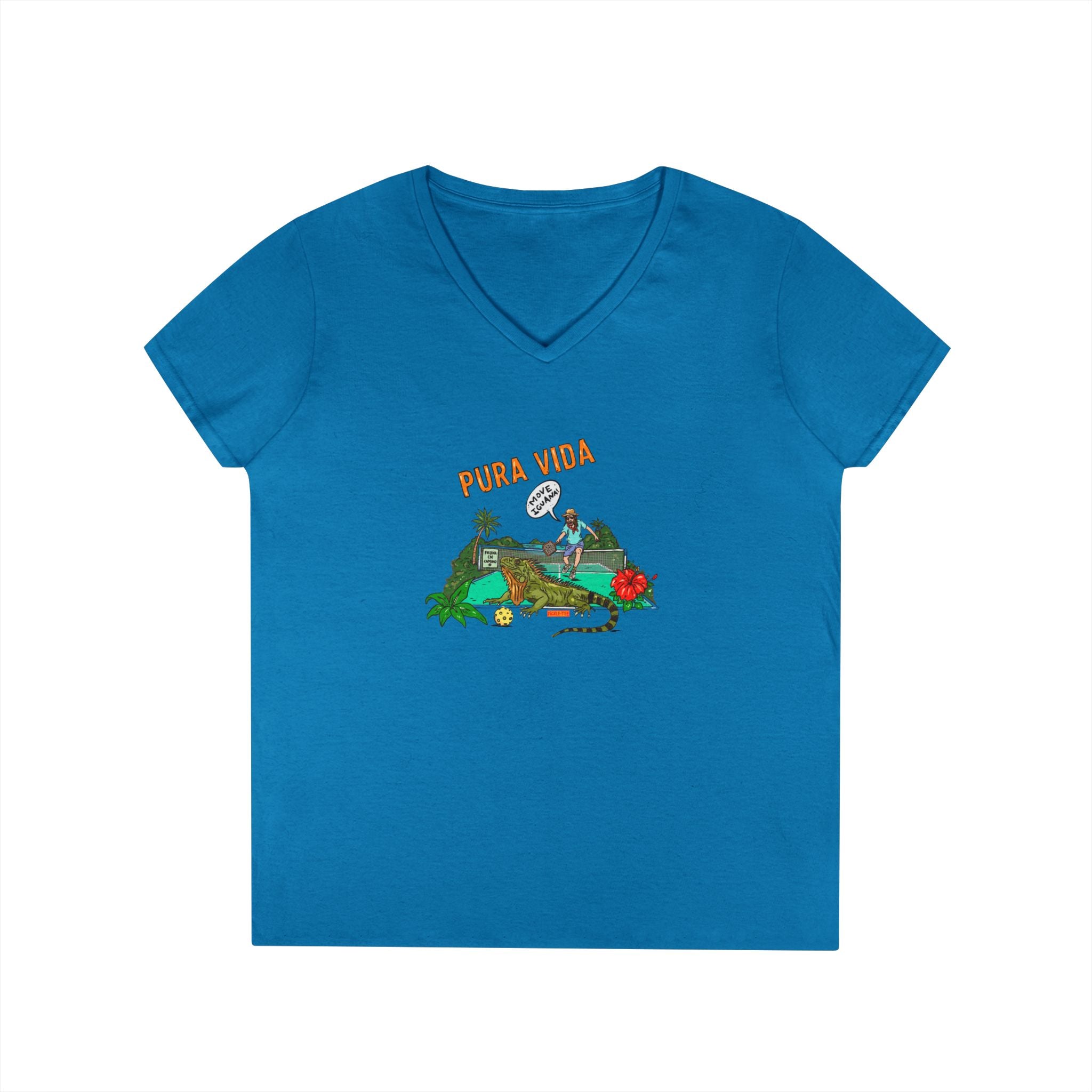 Iguana Pickleball, Ladies' midweight V-Neck T-Shirt