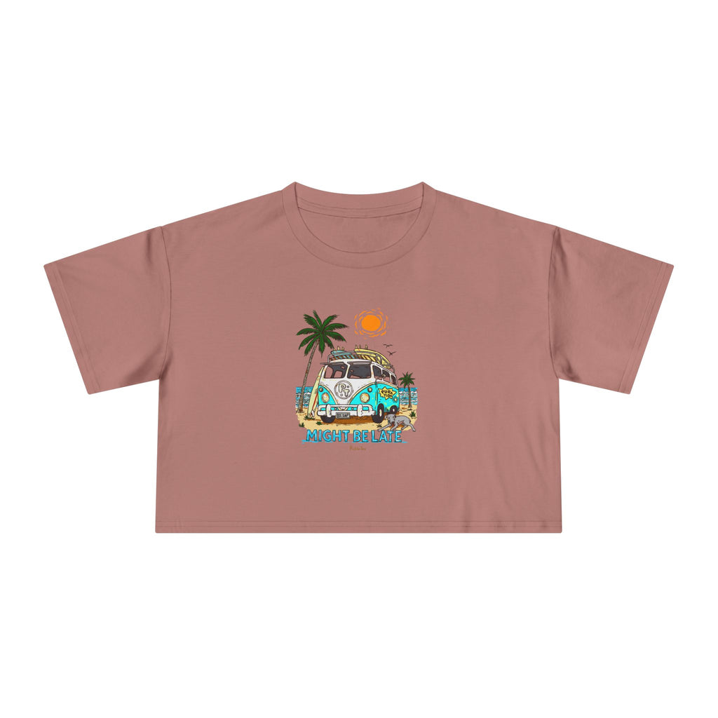 Surfing, Might Be Late Women's Crop Tee