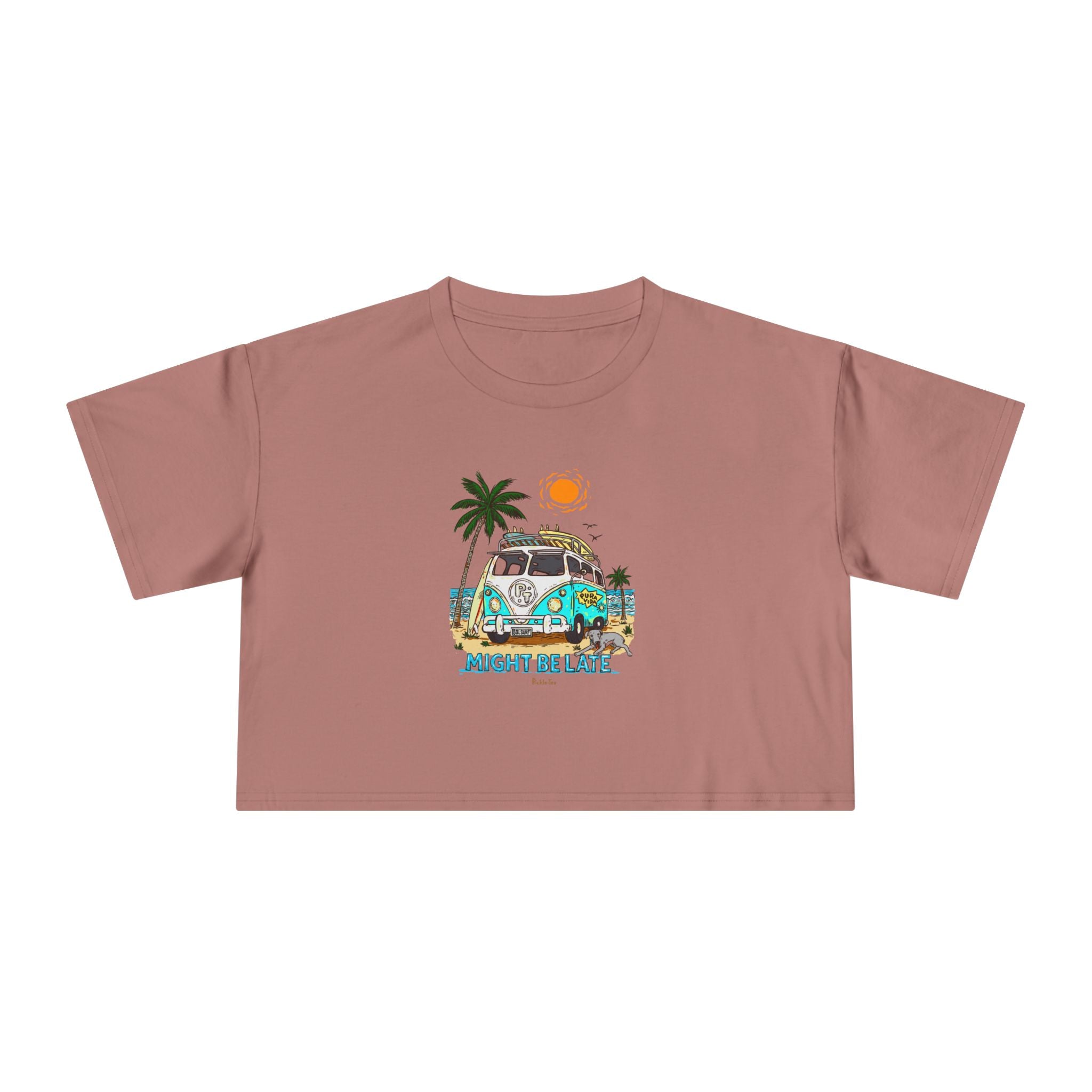 Surfing, Might Be Late Women's Crop Tee