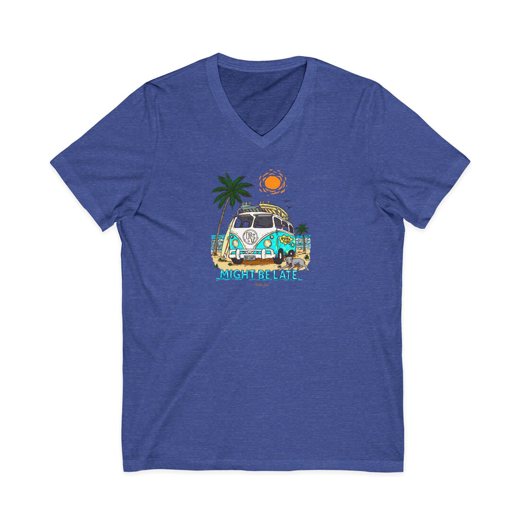 Surfing, Might Be Late, Unisex V-Neck Tee