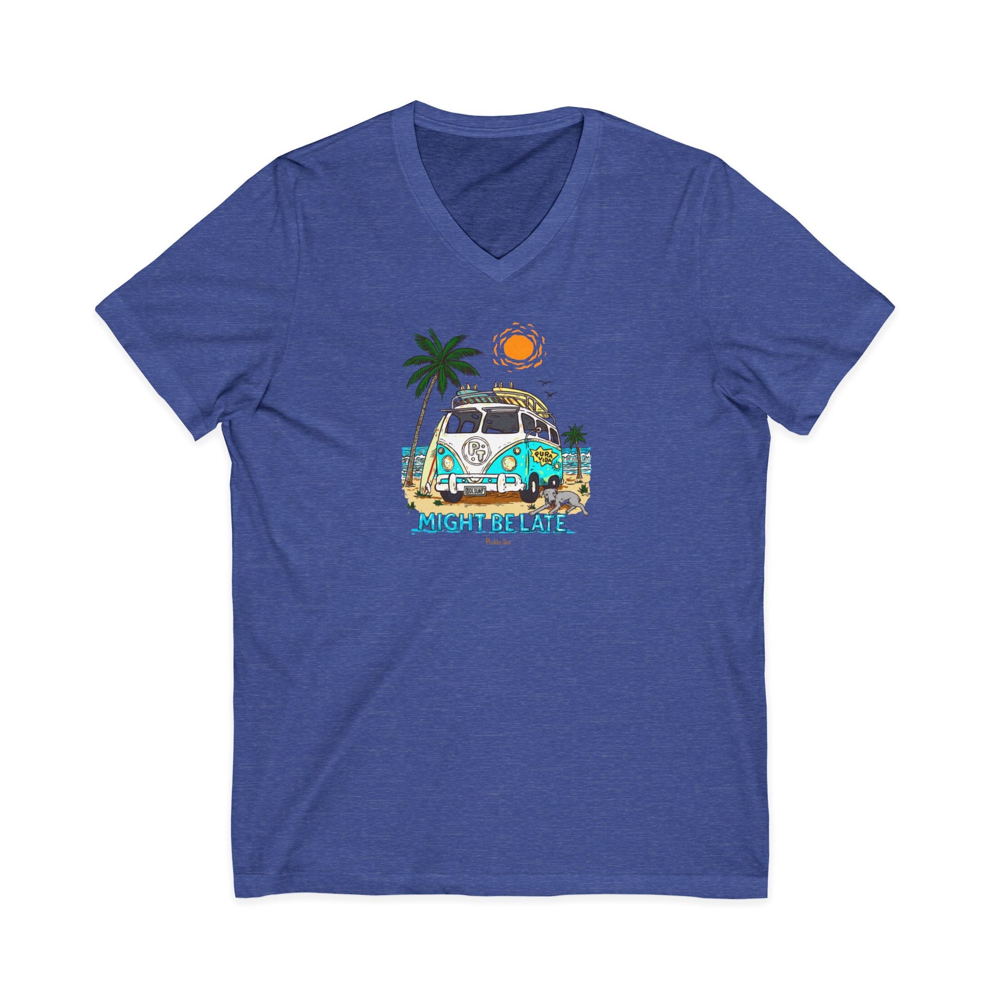 Surfing, Might Be Late, Unisex V-Neck Tee