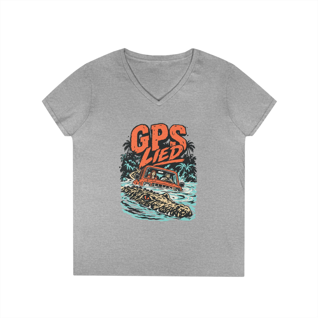 GPS LIED, Women’s Midweight Semi Fitted  V-Neck Tee