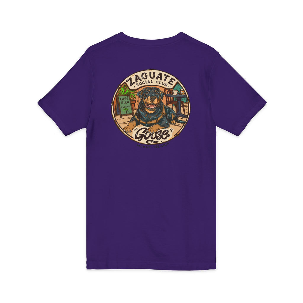 Zaguate Social Club- Goose front logo, Unisex V-Nect Tee