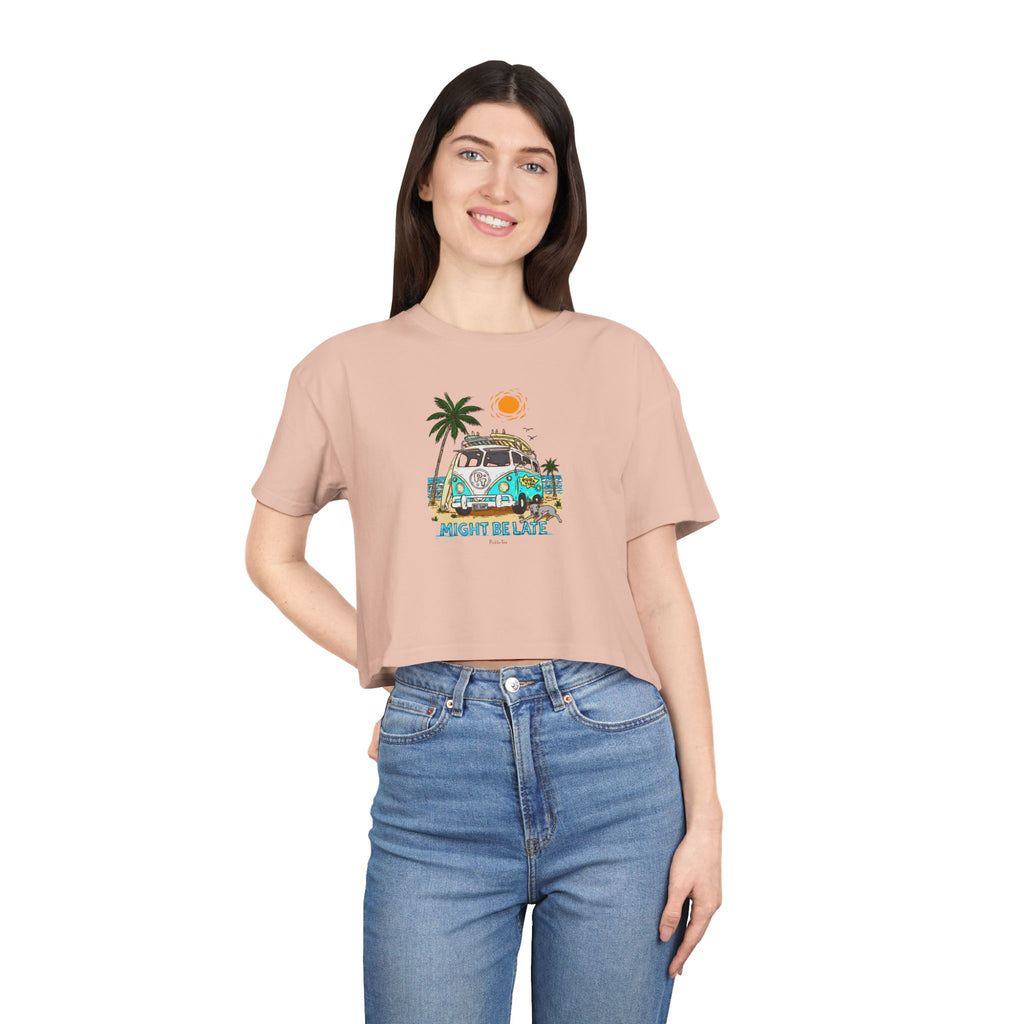 Surfing, Might Be Late Women's Crop Tee