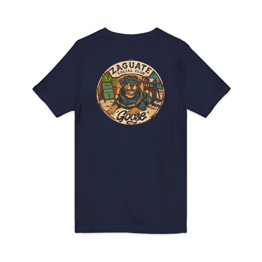 Zaguate Social Club- Goose front logo, Unisex V-Nect Tee