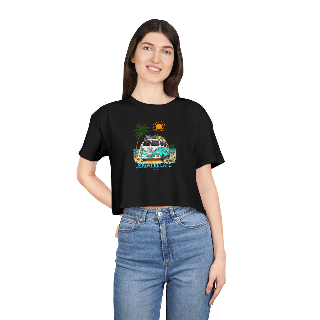 Surfing, Might Be Late Women's Crop Tee