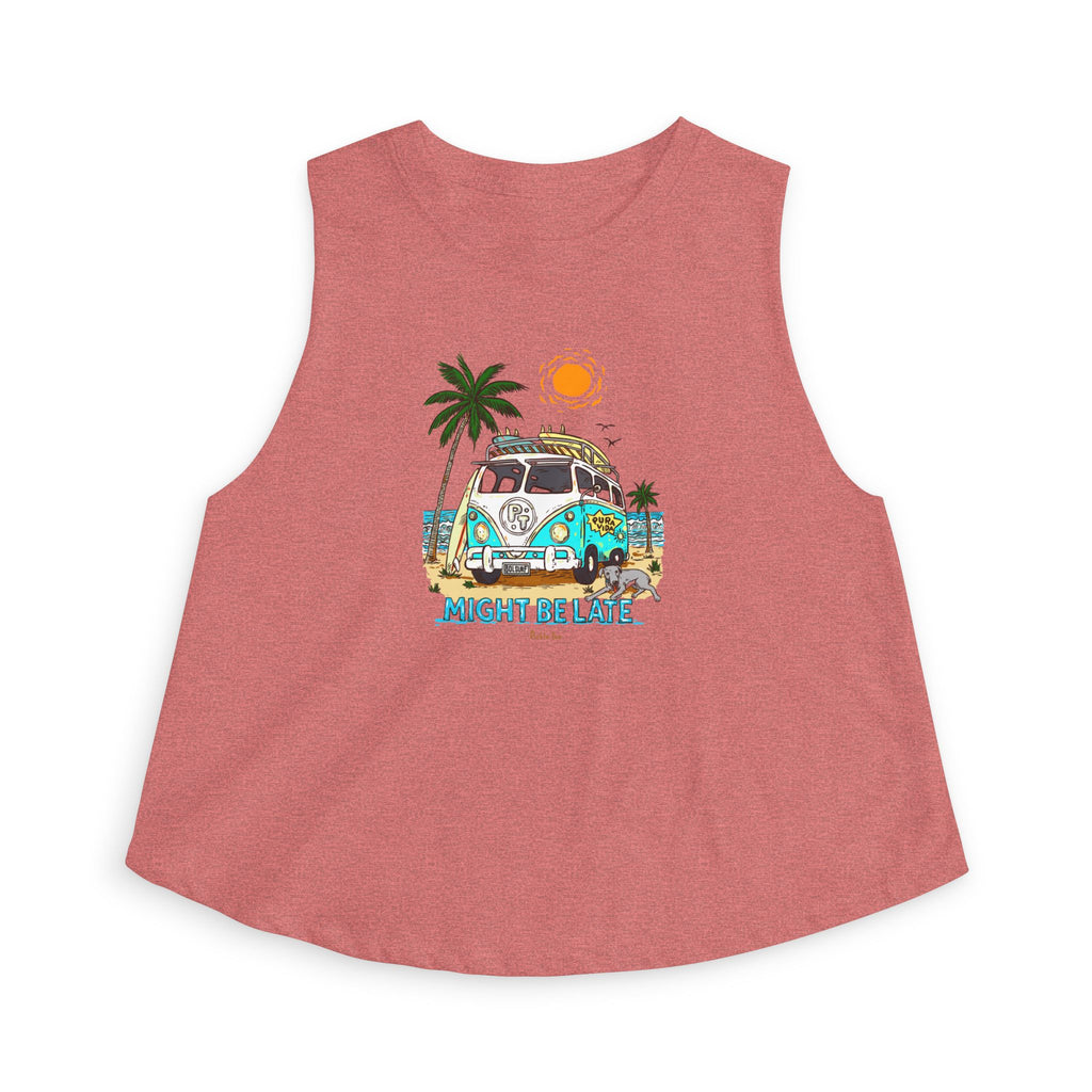 Surfing, Might Be Late Women’s Racerback Crop