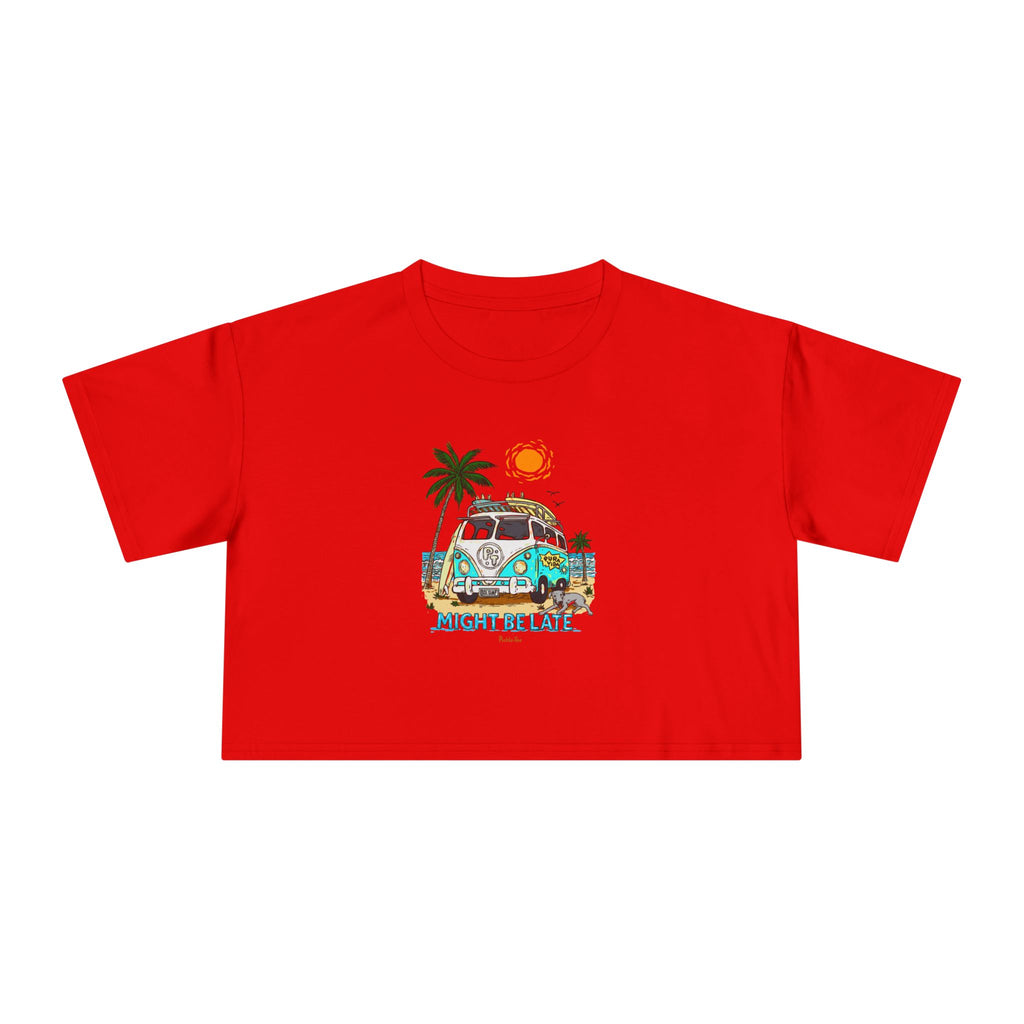 Surfing, Might Be Late Women's Crop Tee