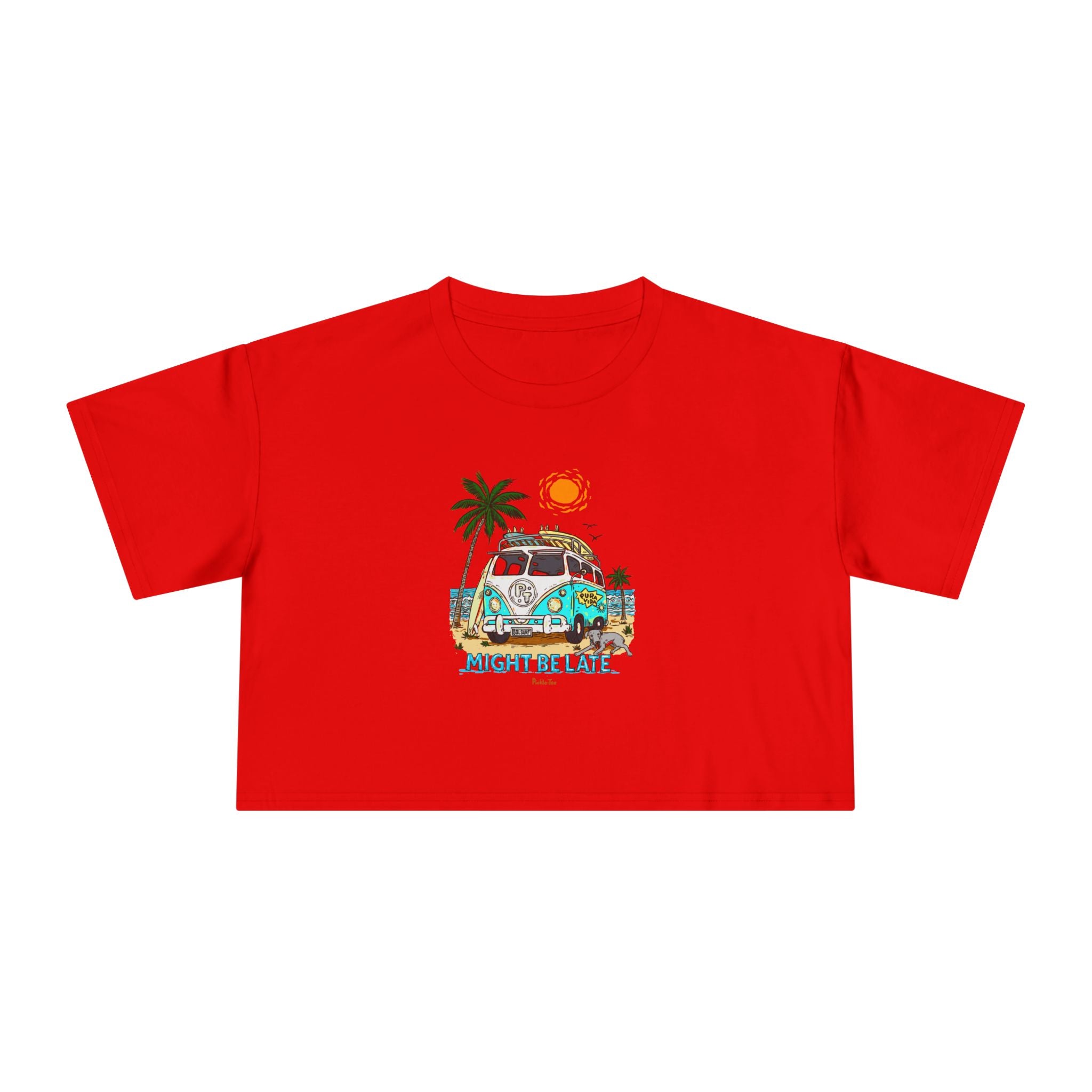 Surfing, Might Be Late Women's Crop Tee