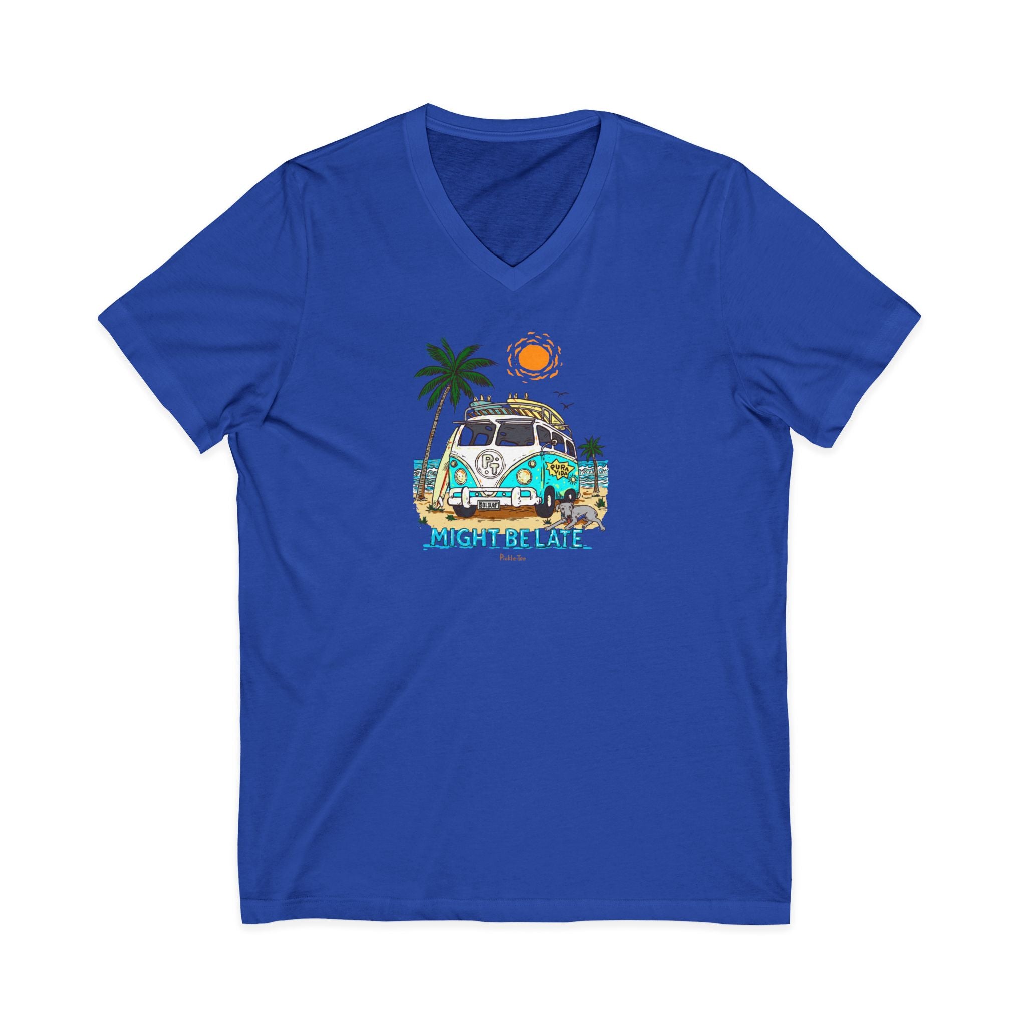 Surfing, Might Be Late, Unisex V-Neck Tee