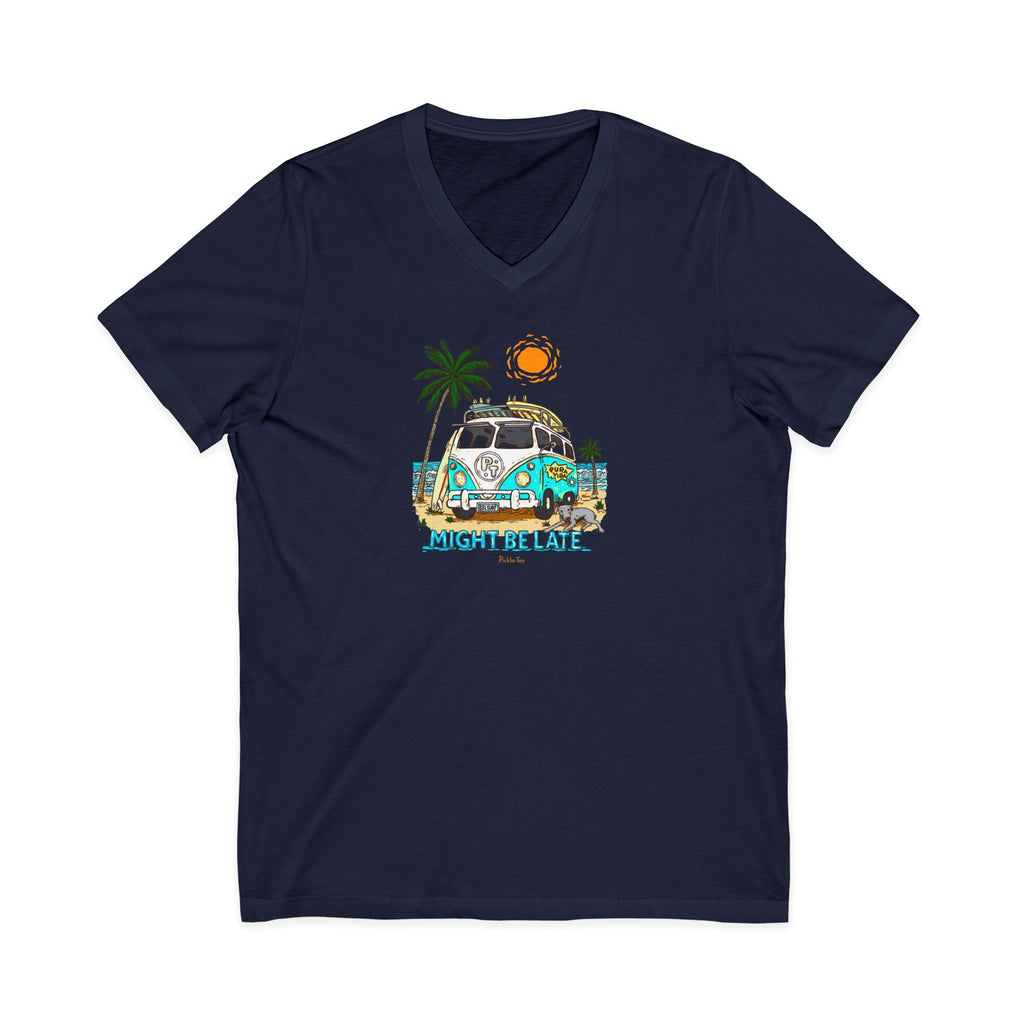 Surfing, Might Be Late, Unisex V-Neck Tee