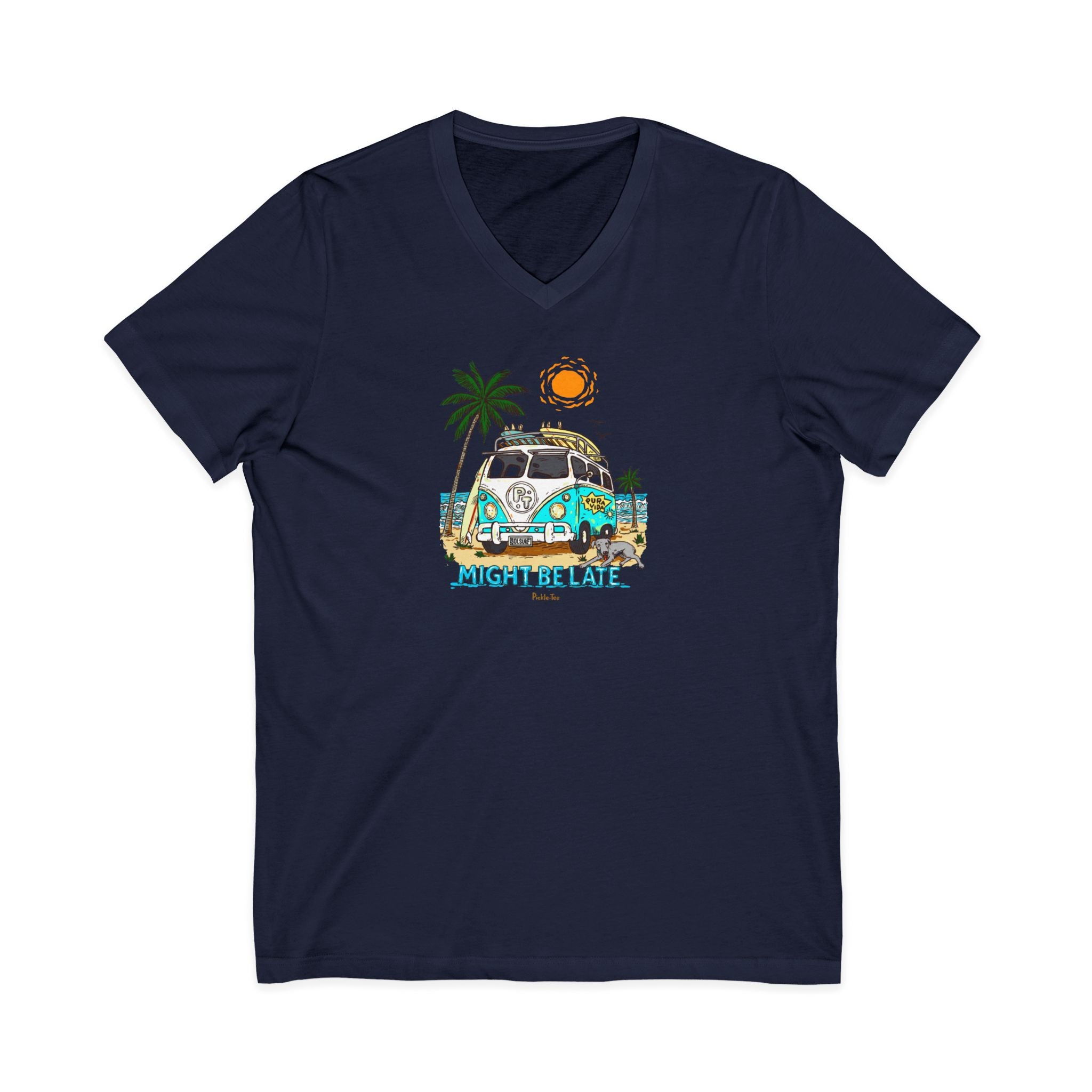 Surfing, Might Be Late, Unisex V-Neck Tee
