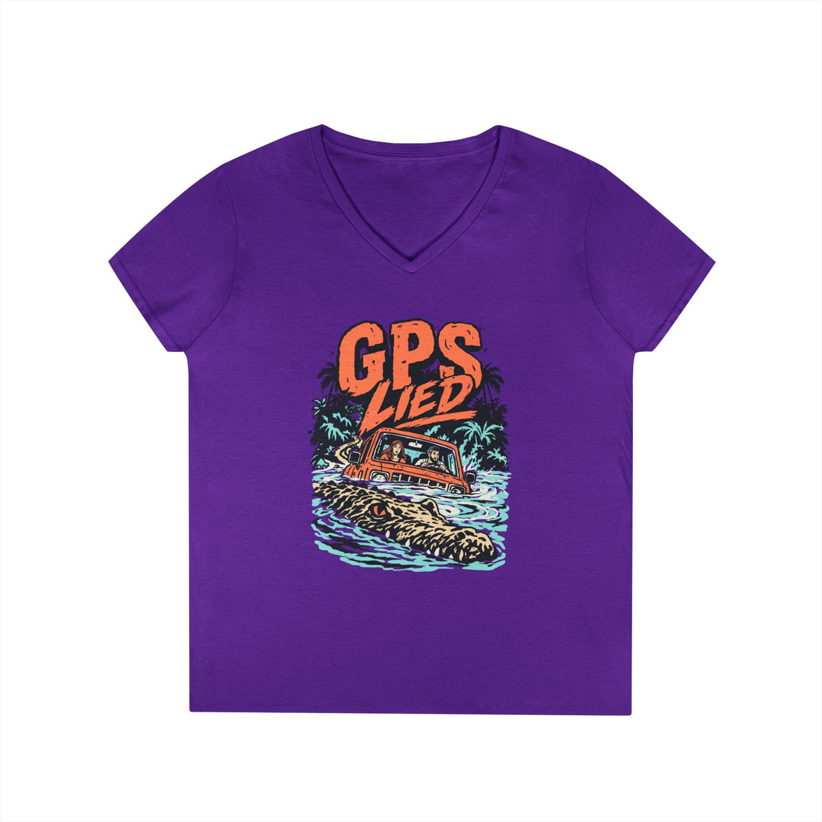 GPS LIED, Women’s Midweight Semi Fitted  V-Neck Tee
