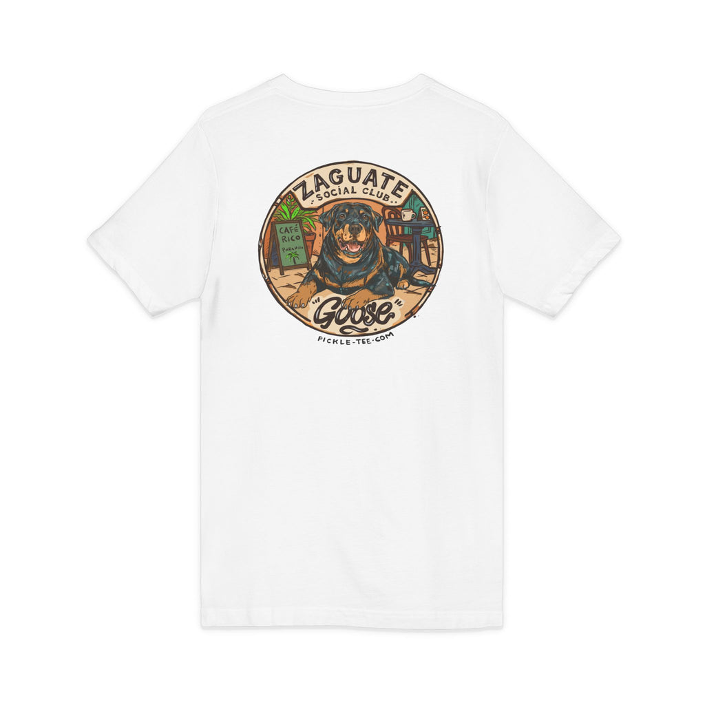 Zaguate Social Club- Goose front logo, Unisex V-Nect Tee