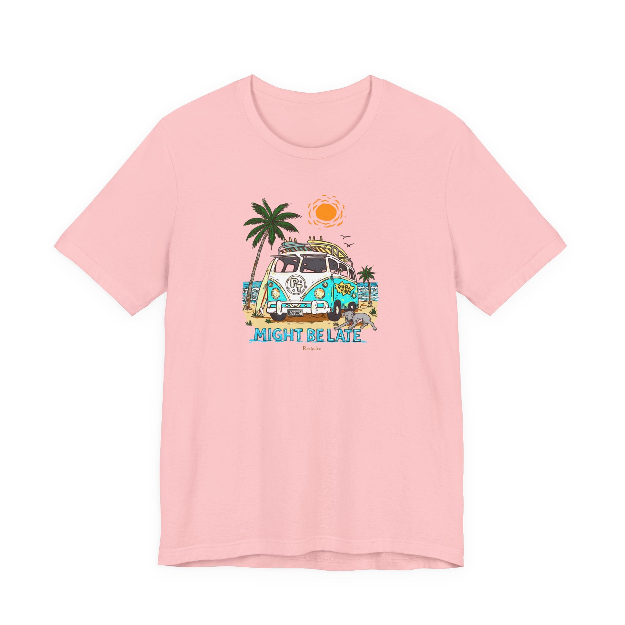 Surfing, Might Be Late! Unisex Crew Neck Tee