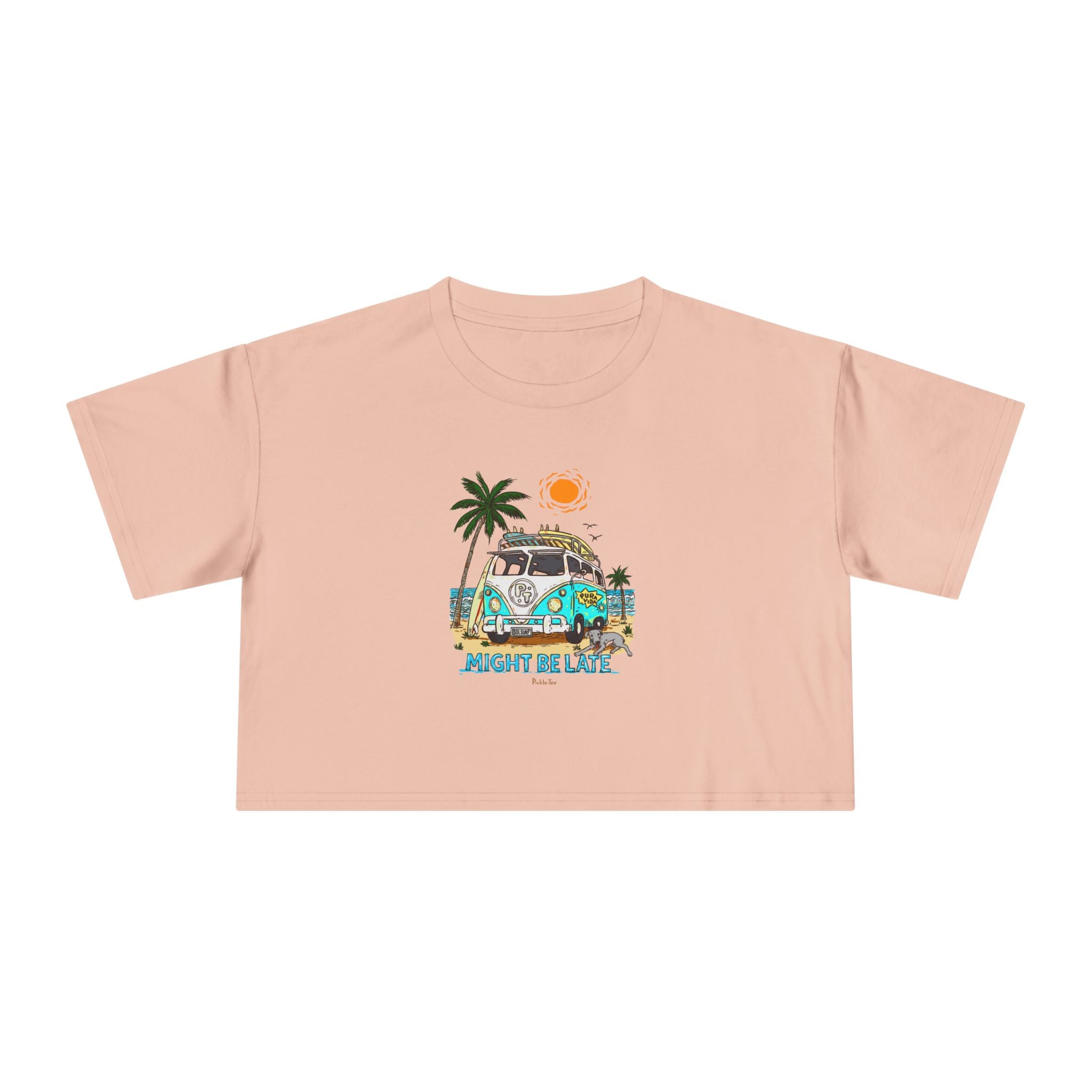 Surfing, Might Be Late Women's Crop Tee