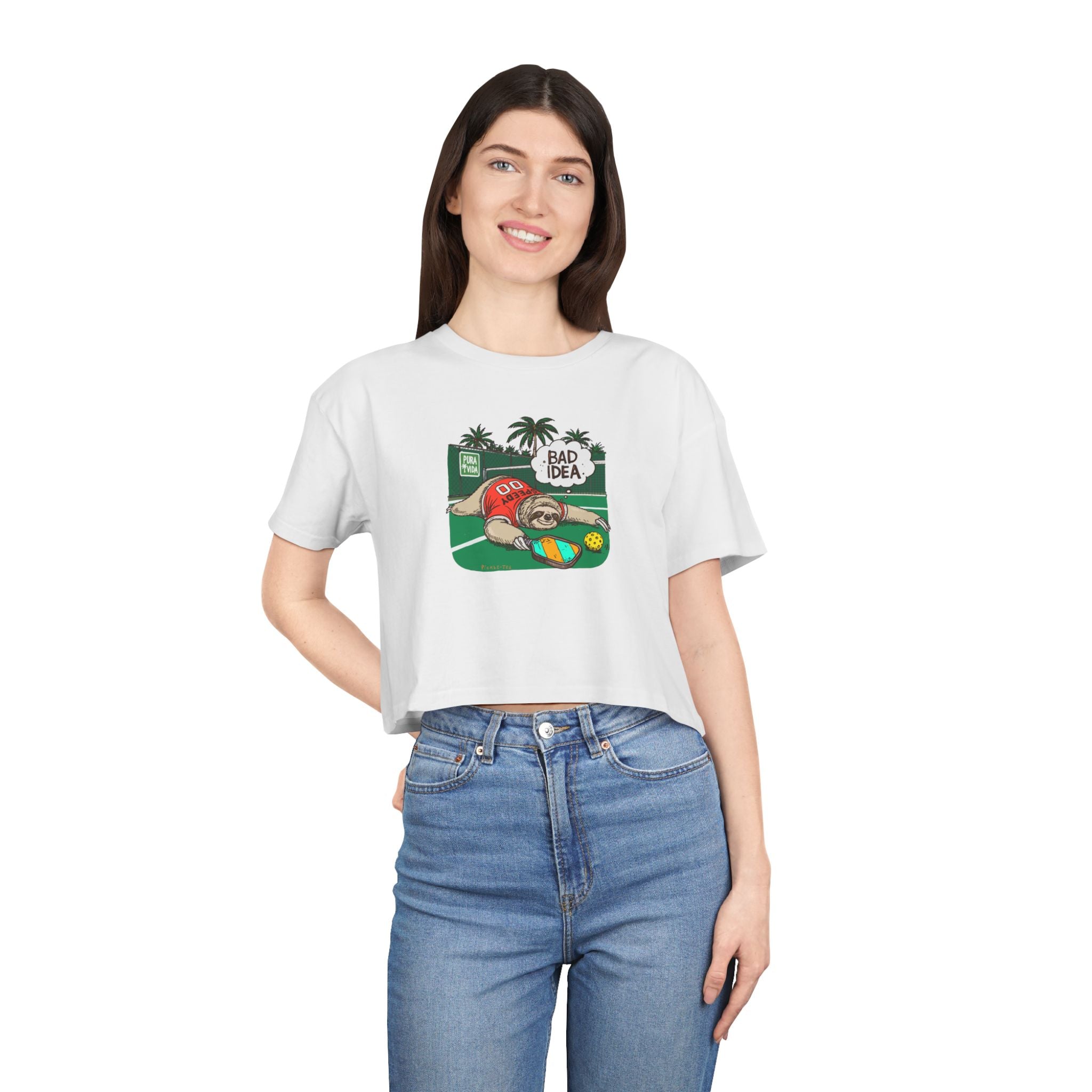 Pickleball Speedy the Sloth Women's Crop Tee