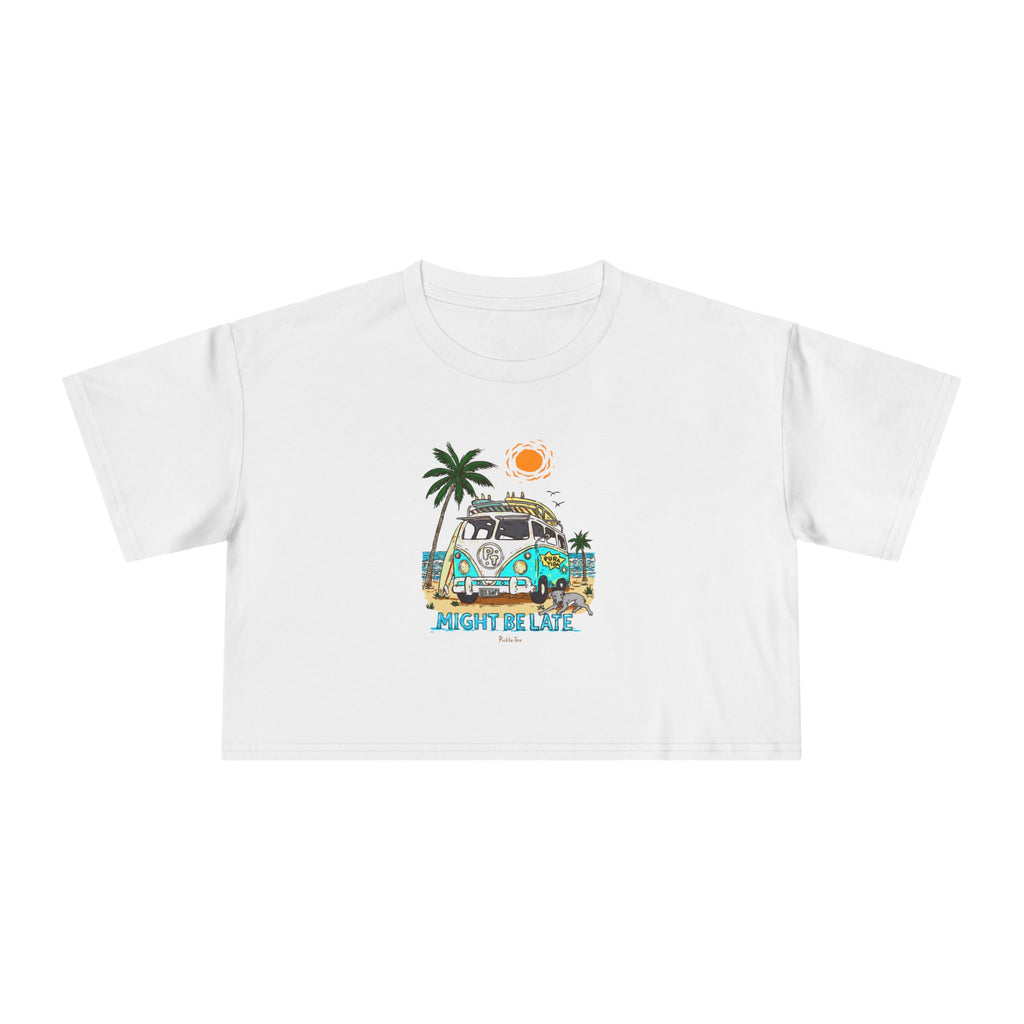 Surfing, Might Be Late Women's Crop Tee