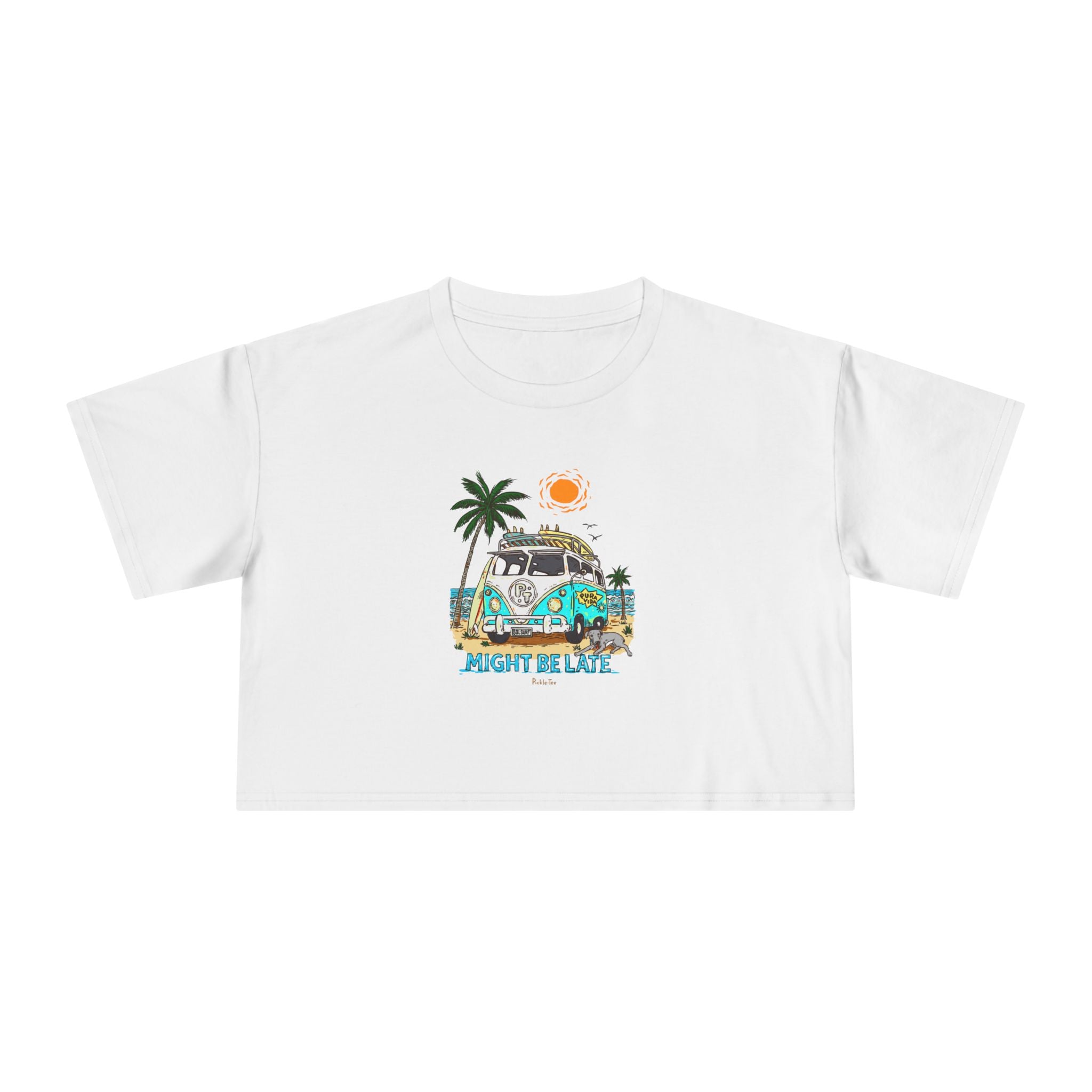 Surfing, Might Be Late Women's Crop Tee