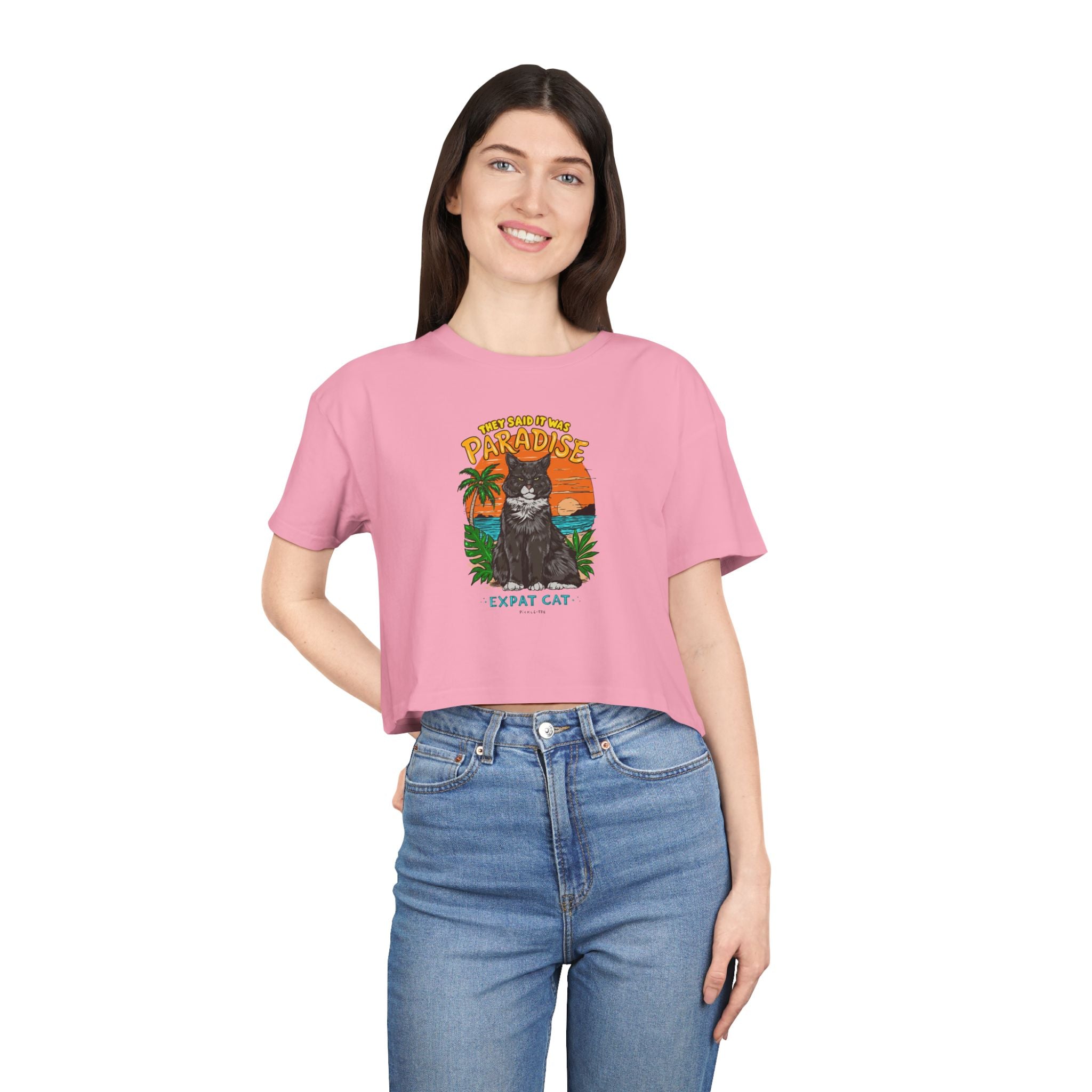 Expat Cat Women's Crop Tee