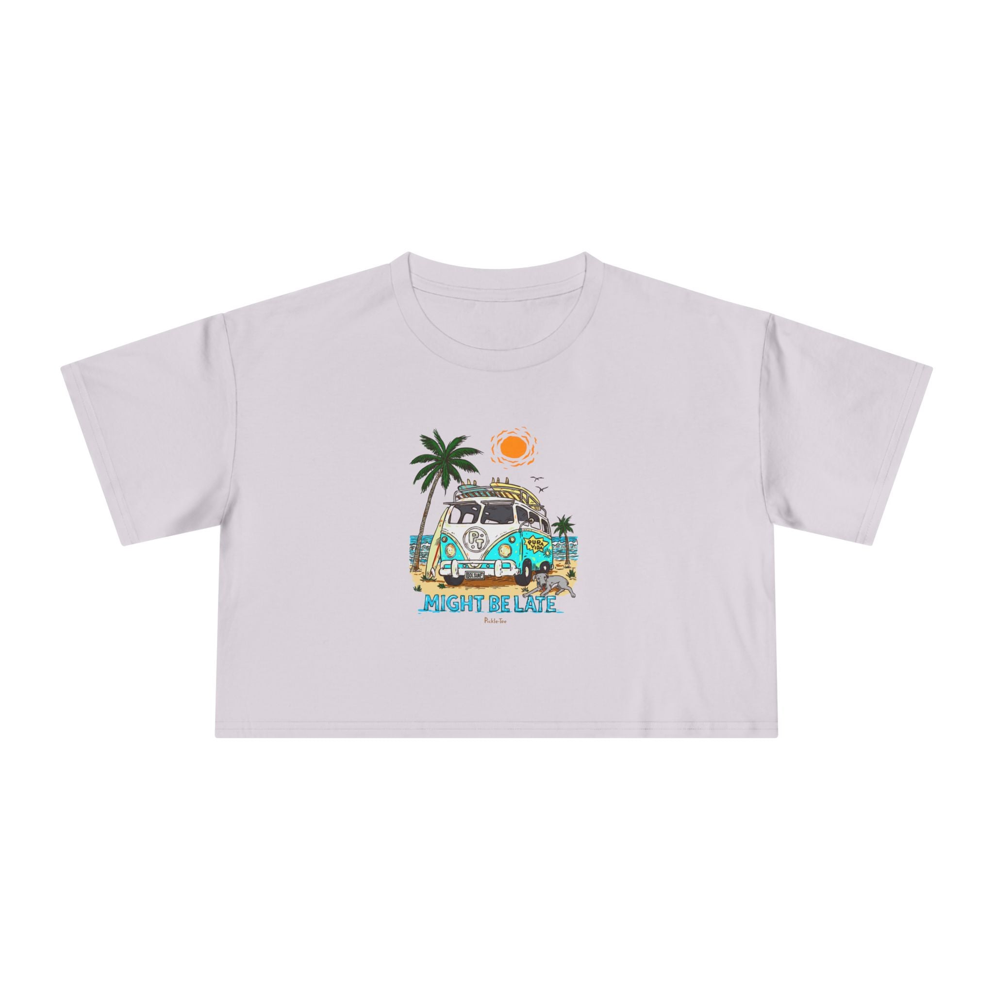 Surfing, Might Be Late Women's Crop Tee