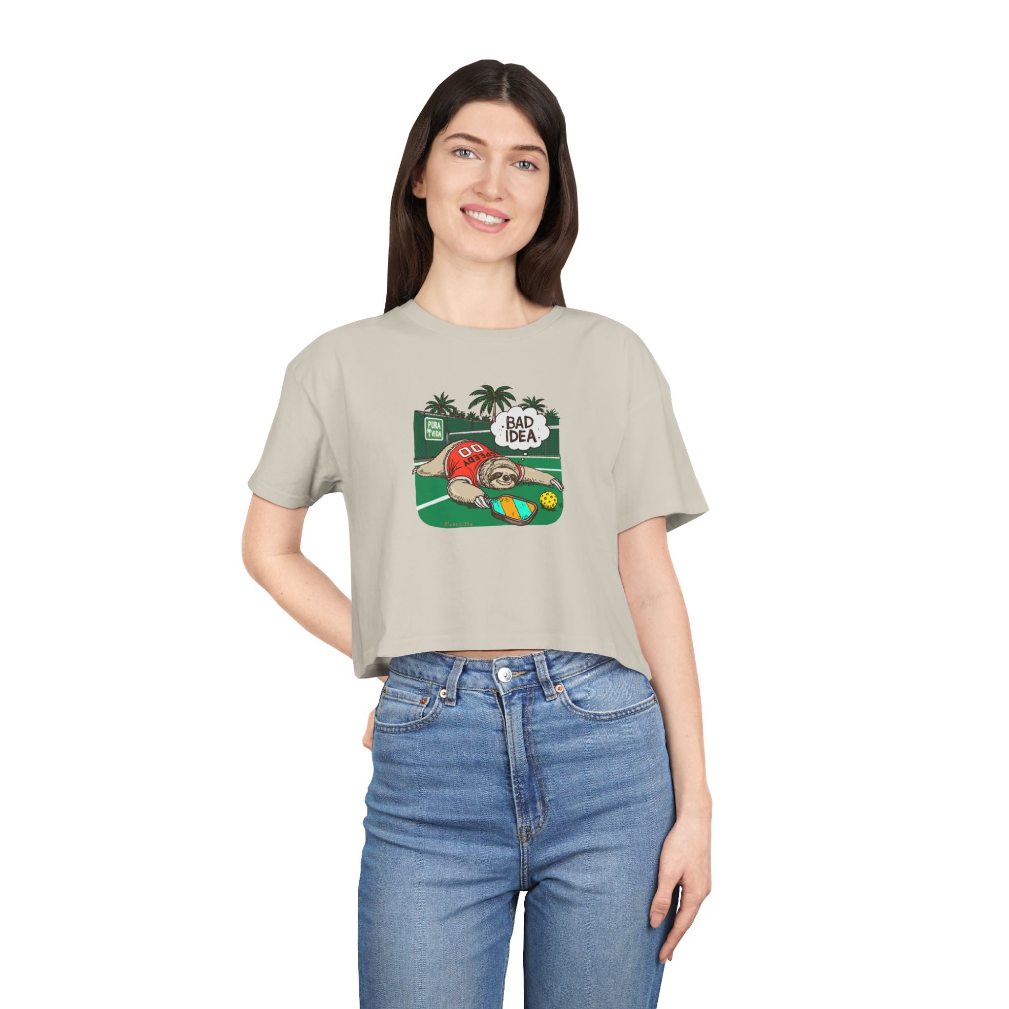 Pickleball Speedy the Sloth Women's Crop Tee