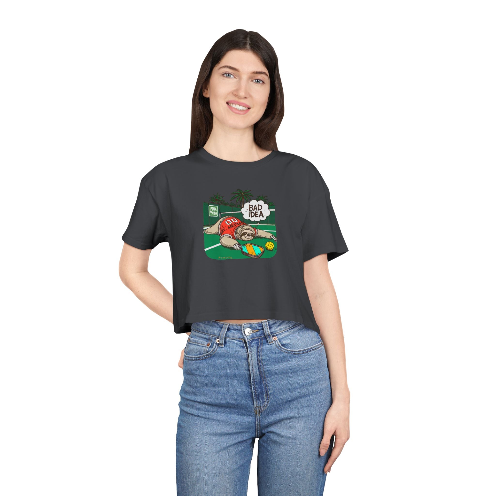 Pickleball Speedy the Sloth Women's Crop Tee