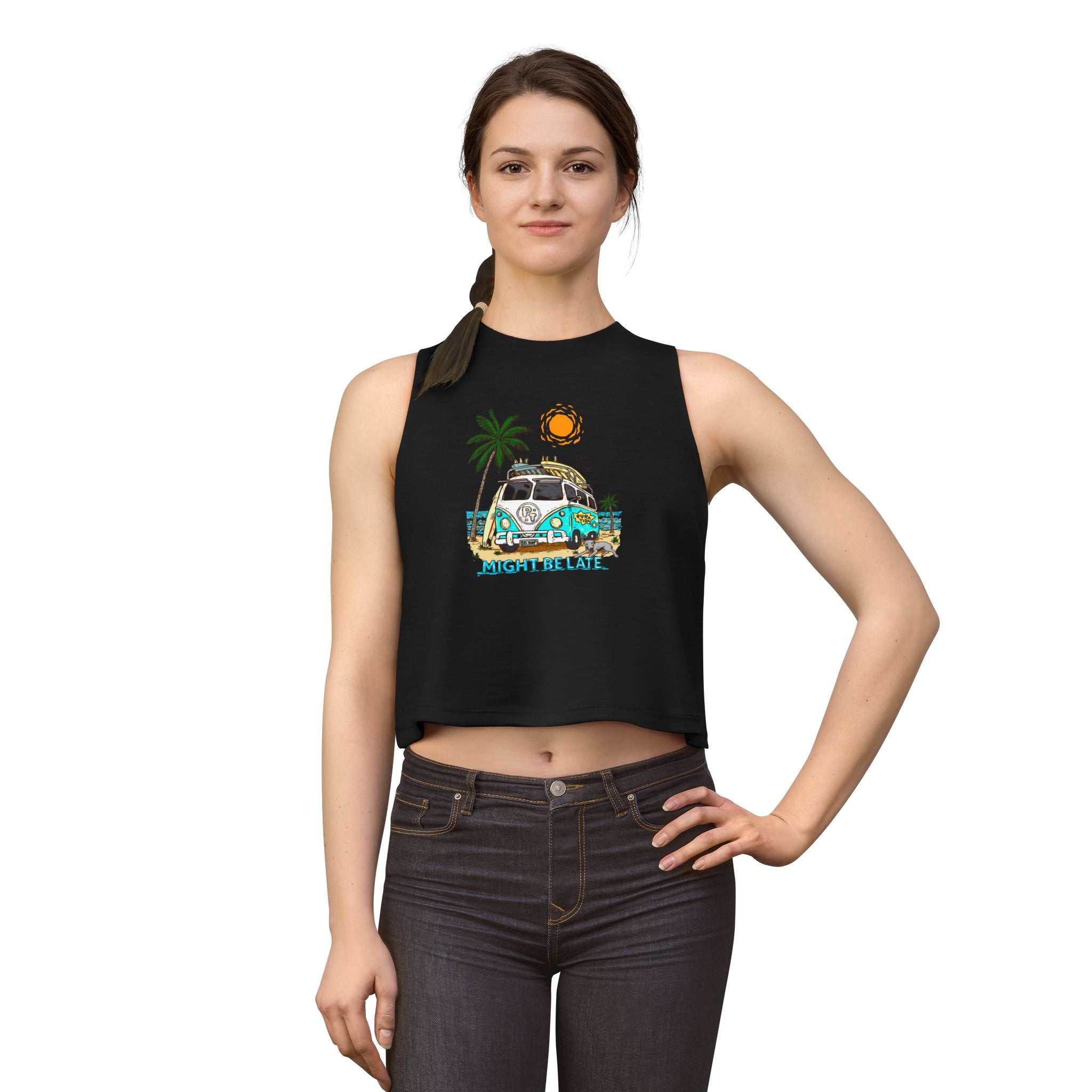 Surfing, Might Be Late Women's Crop Top