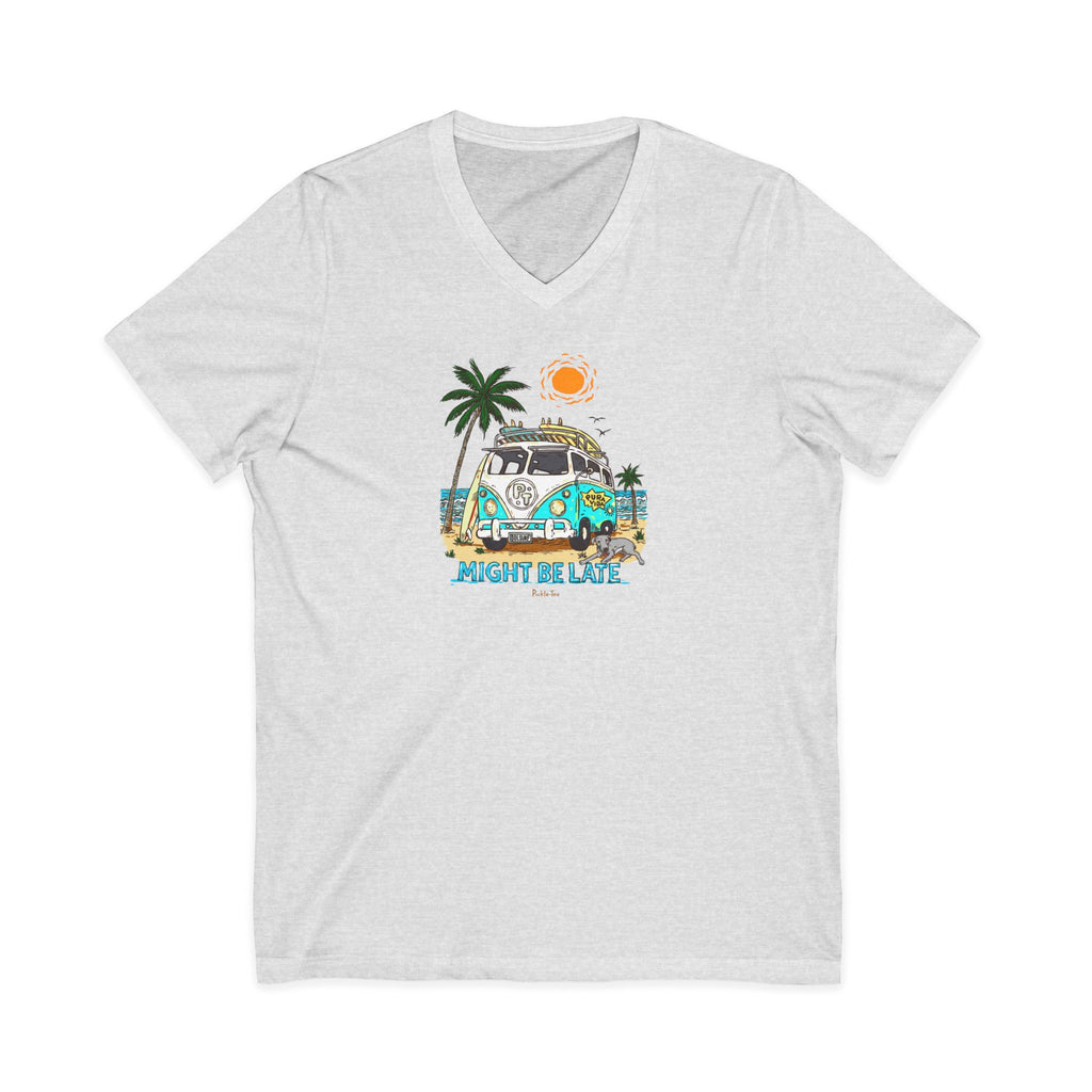 Surfing, Might Be Late, Unisex V-Neck Tee