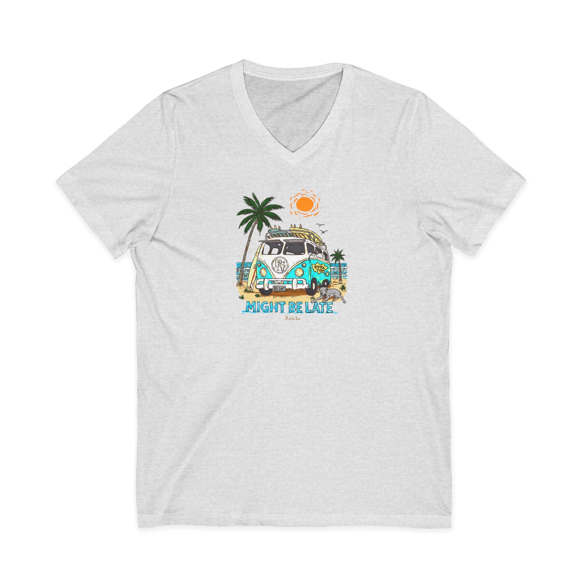Surfing, Might Be Late, Unisex V-Neck Tee
