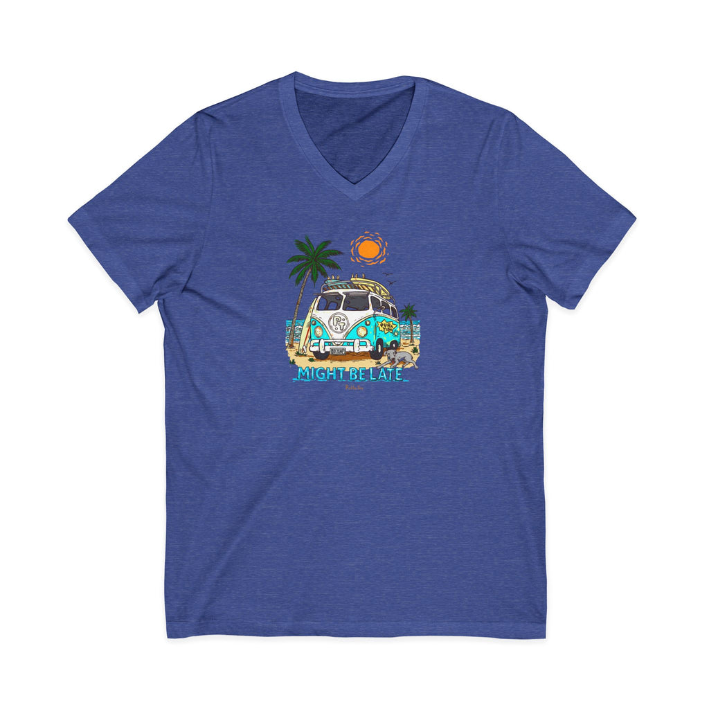 Surfing, Might Be Late, Unisex V-Neck Tee