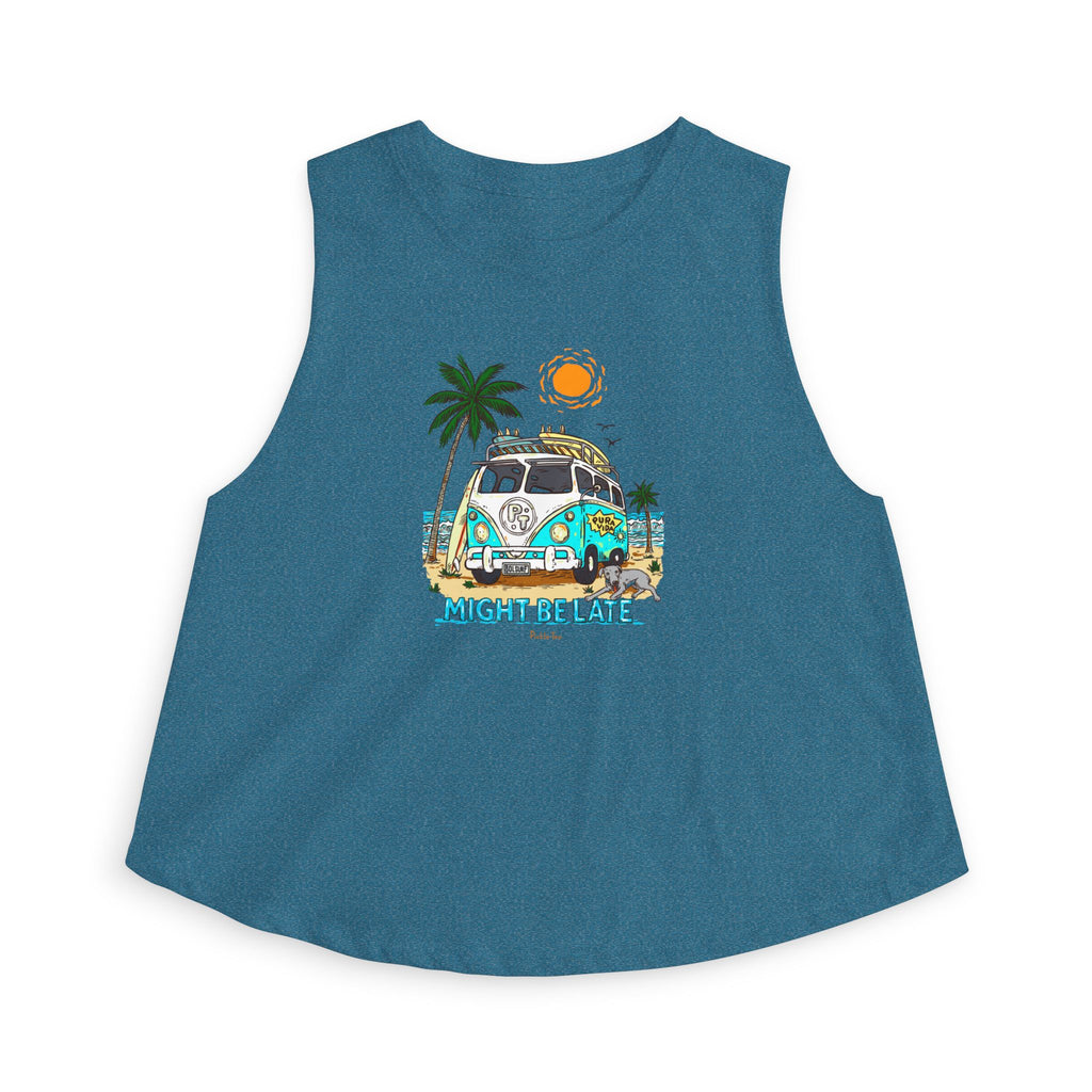 Surfing, Might Be Late Women’s Racerback Crop