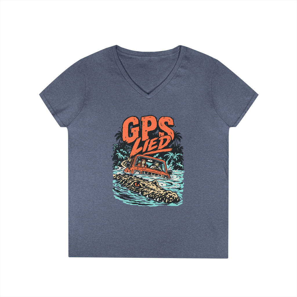GPS LIED, Women’s Midweight Semi Fitted  V-Neck Tee