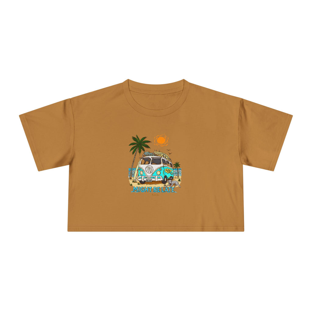 Surfing, Might Be Late Women's Crop Tee