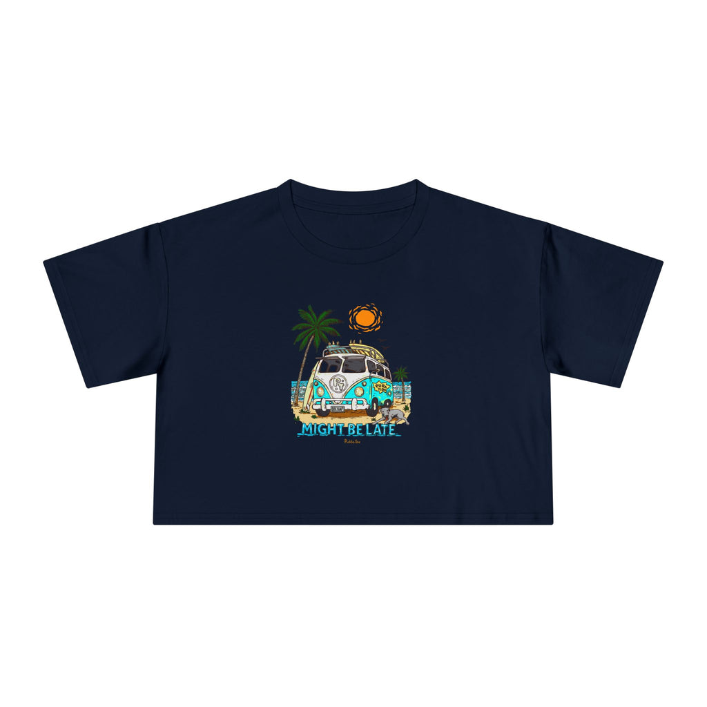 Surfing, Might Be Late Women's Crop Tee
