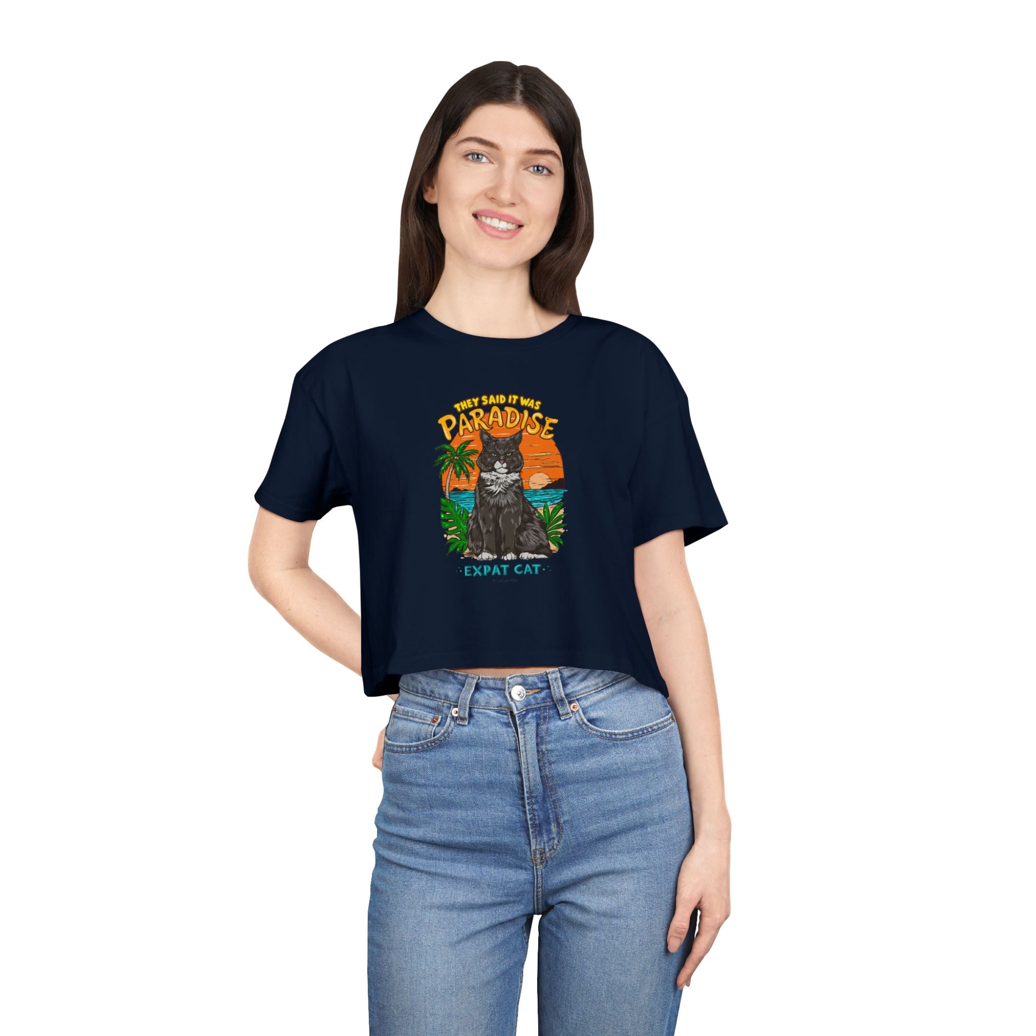 Expat Cat Women's Crop Tee