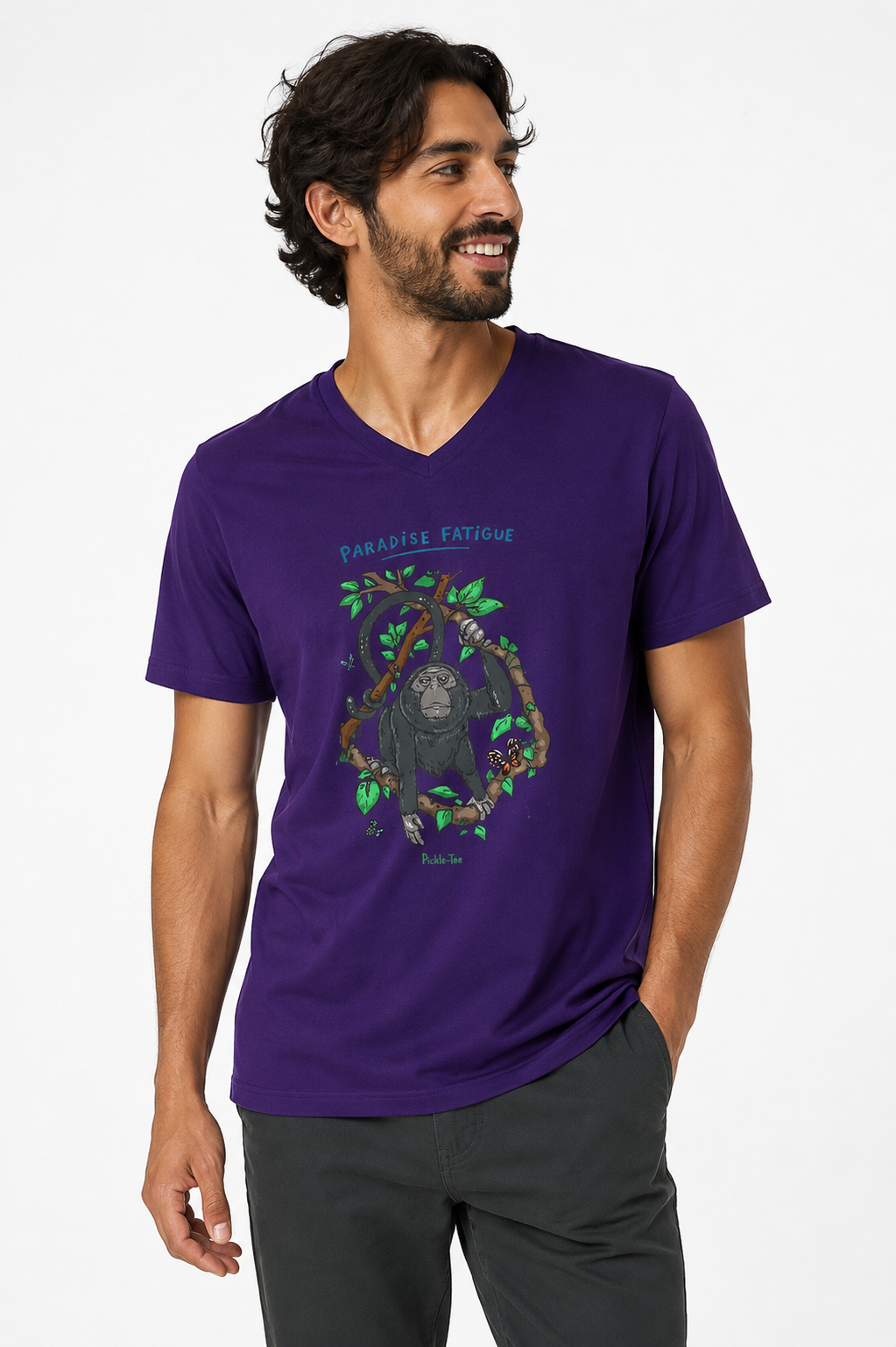 Monkey Paradise Jersey V-Neck Tee