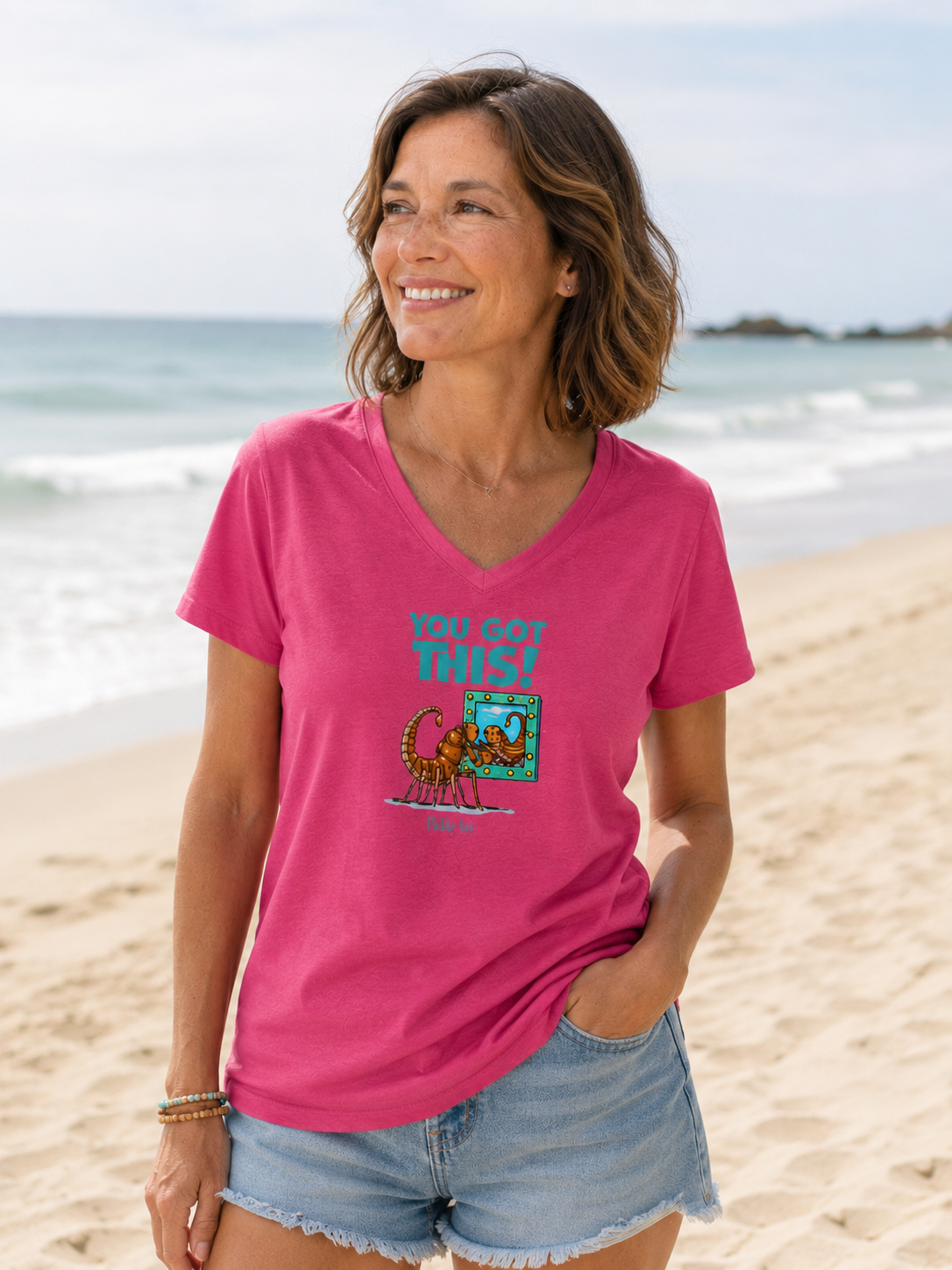 You Got This! Ladies' V-Neck Midweight Tee